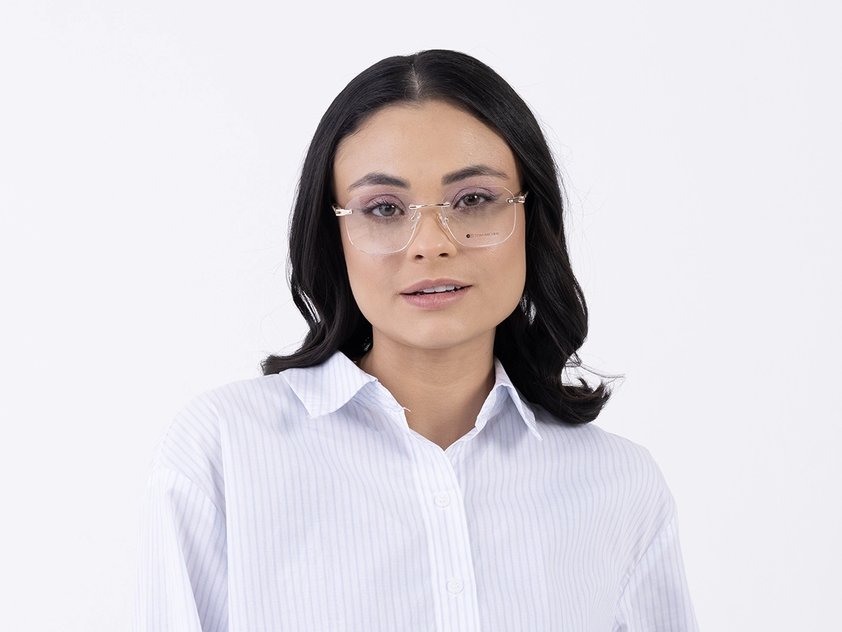 Gold & Tortoise Rimless Square Eyeglasses 51