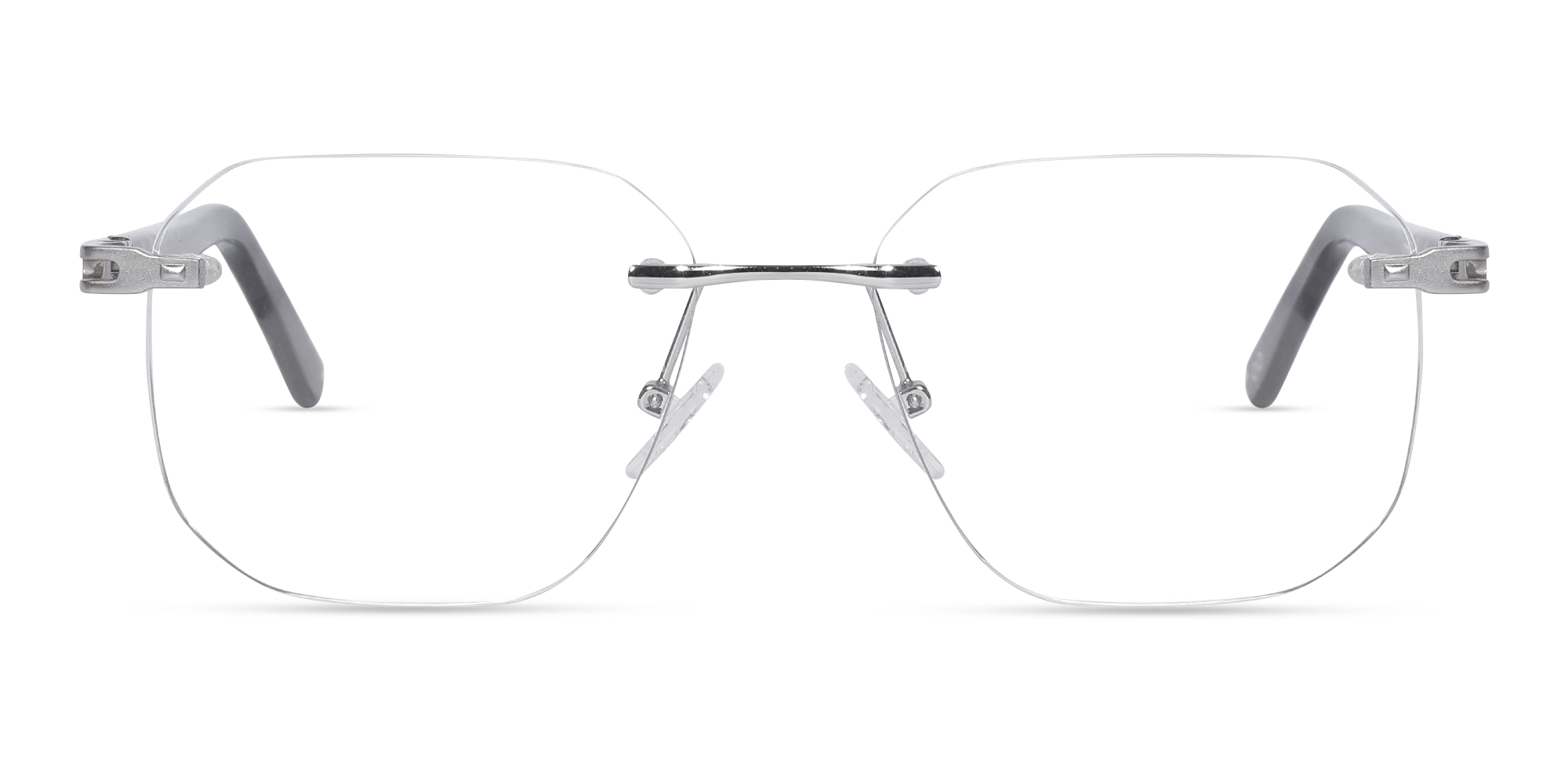 Silver Metal Rimless Geometric Glasses-1 Silver Metal Rimless Geometric Glasses-1