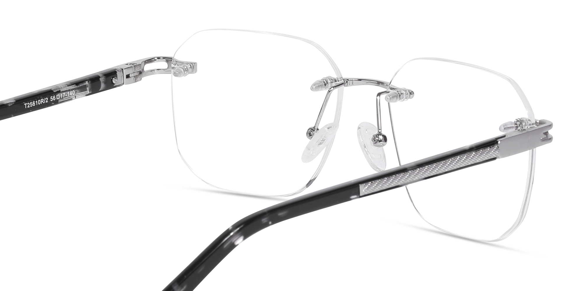 Silver Metal Rimless Geometric Glasses-5