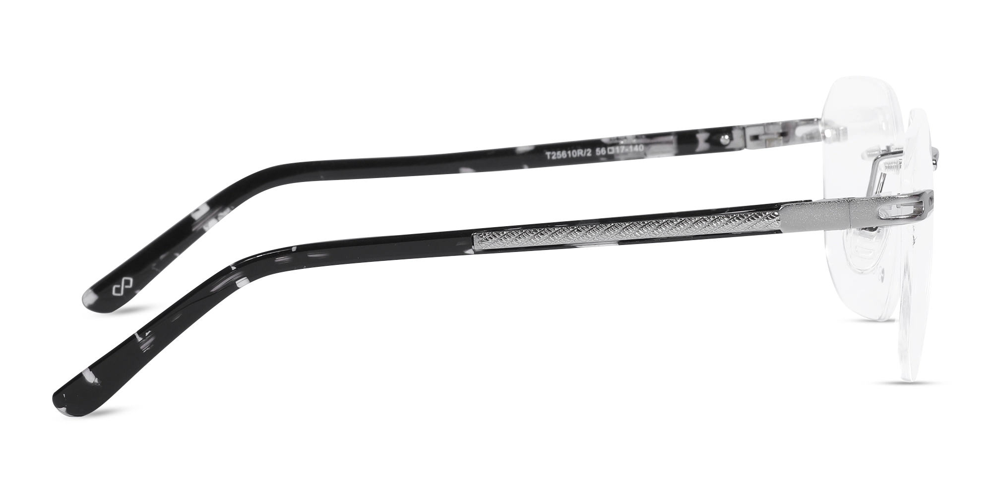 Silver Metal Rimless Geometric Glasses-4