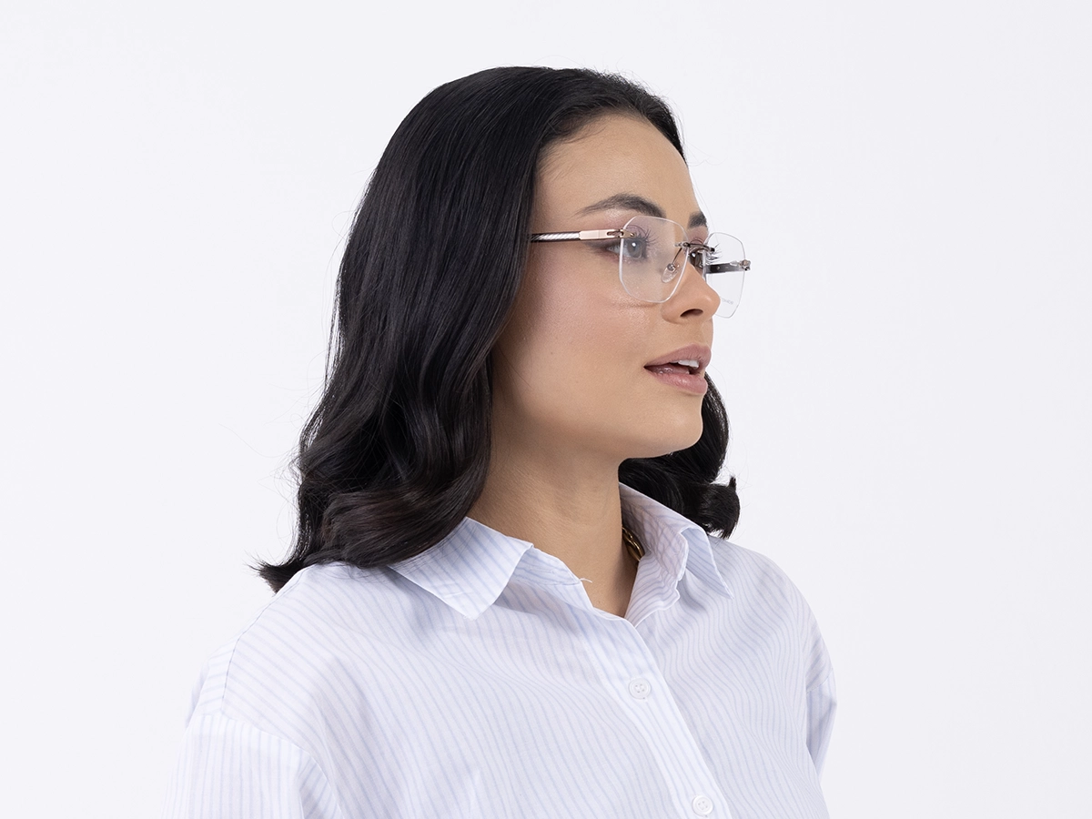 Copper Gold Square Rimless Glasses 53