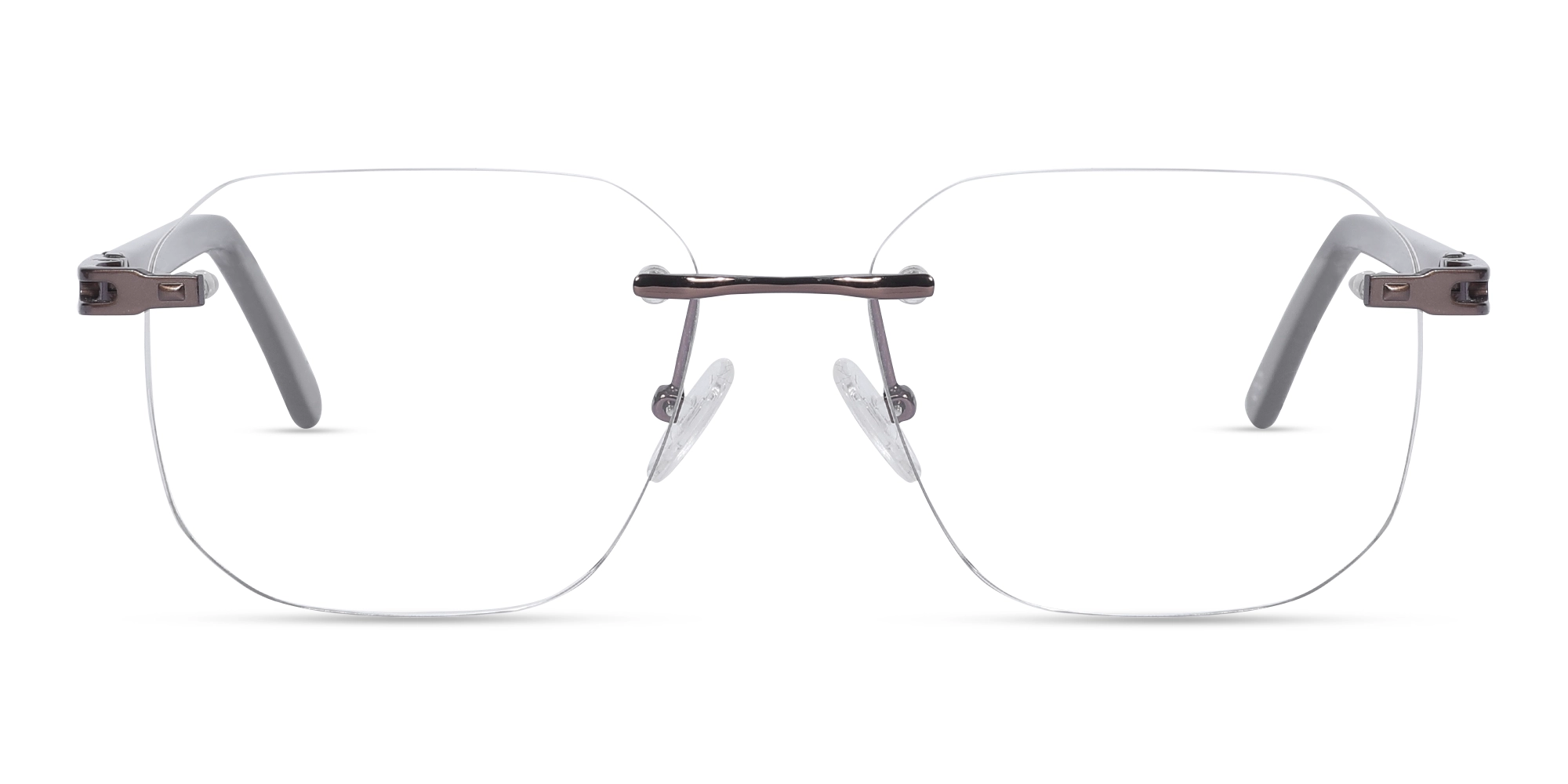 Copper Gold Square Rimless Glasses-1