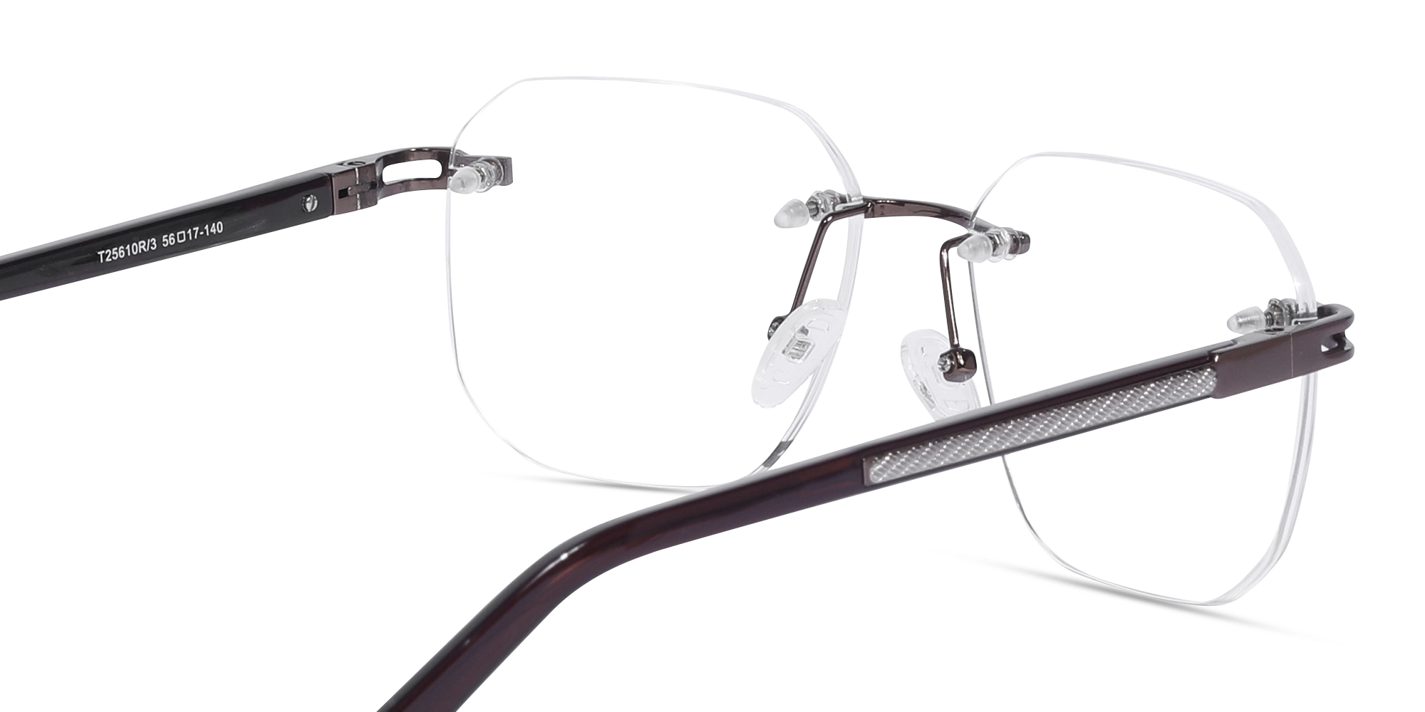 Copper Gold Square Rimless Glasses-5
