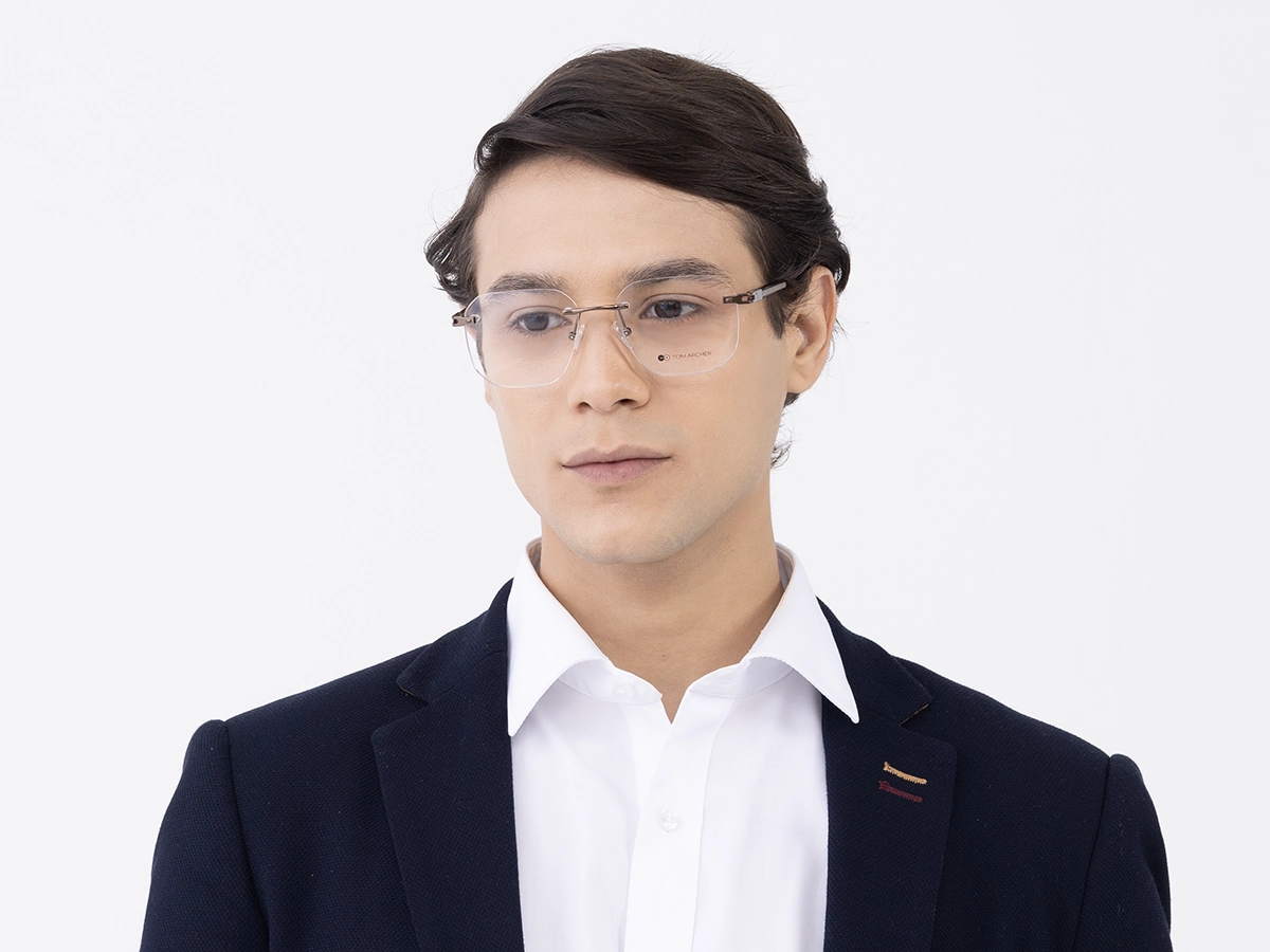 Copper Gold Square Rimless Glasses 41