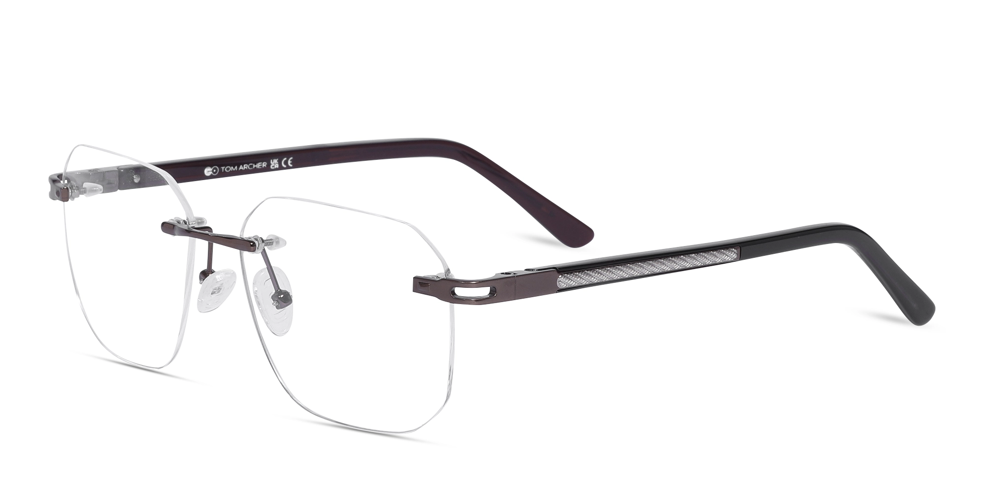 Copper Gold Square Rimless Glasses-2