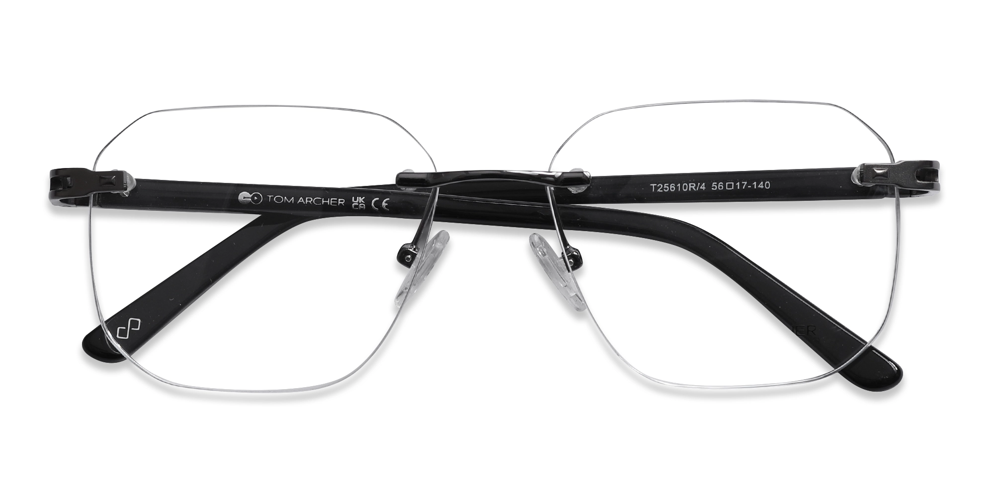 Gunmetal Square Geometric Rimless Glasses-6