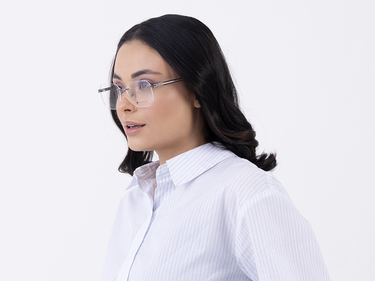 Gunmetal Square Geometric Rimless Glasses 52