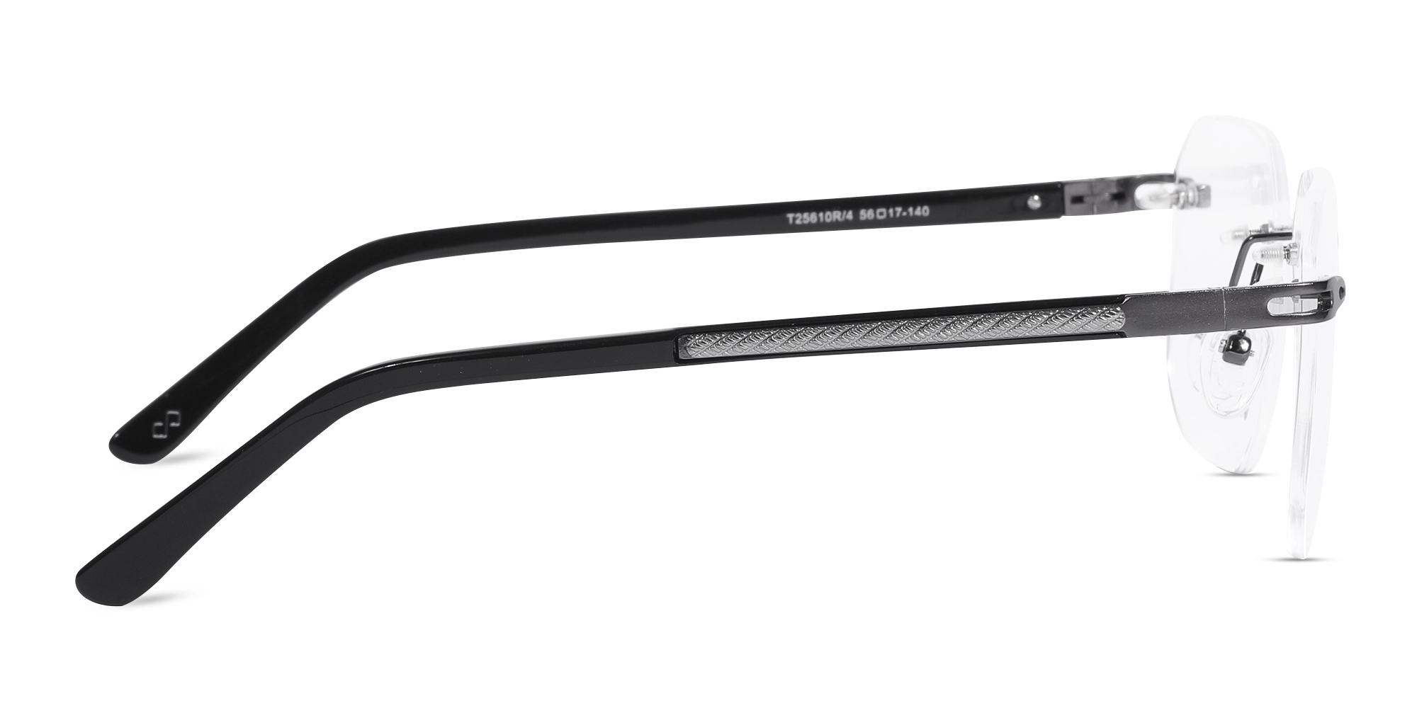 Gunmetal Square Geometric Rimless Glasses-4