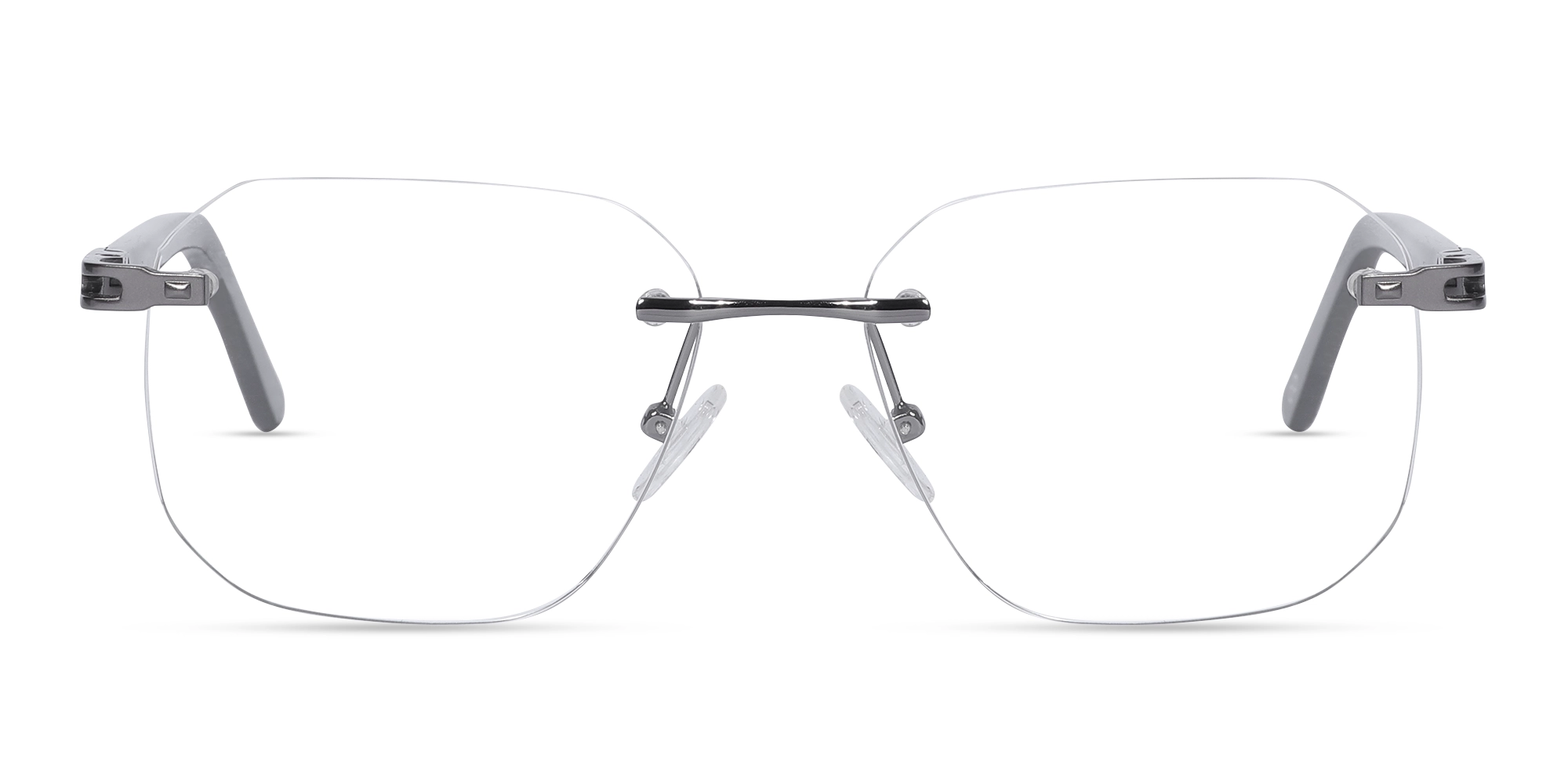 Gunmetal Square Geometric Rimless Glasses-1 Gunmetal Square Geometric Rimless Glasses-1