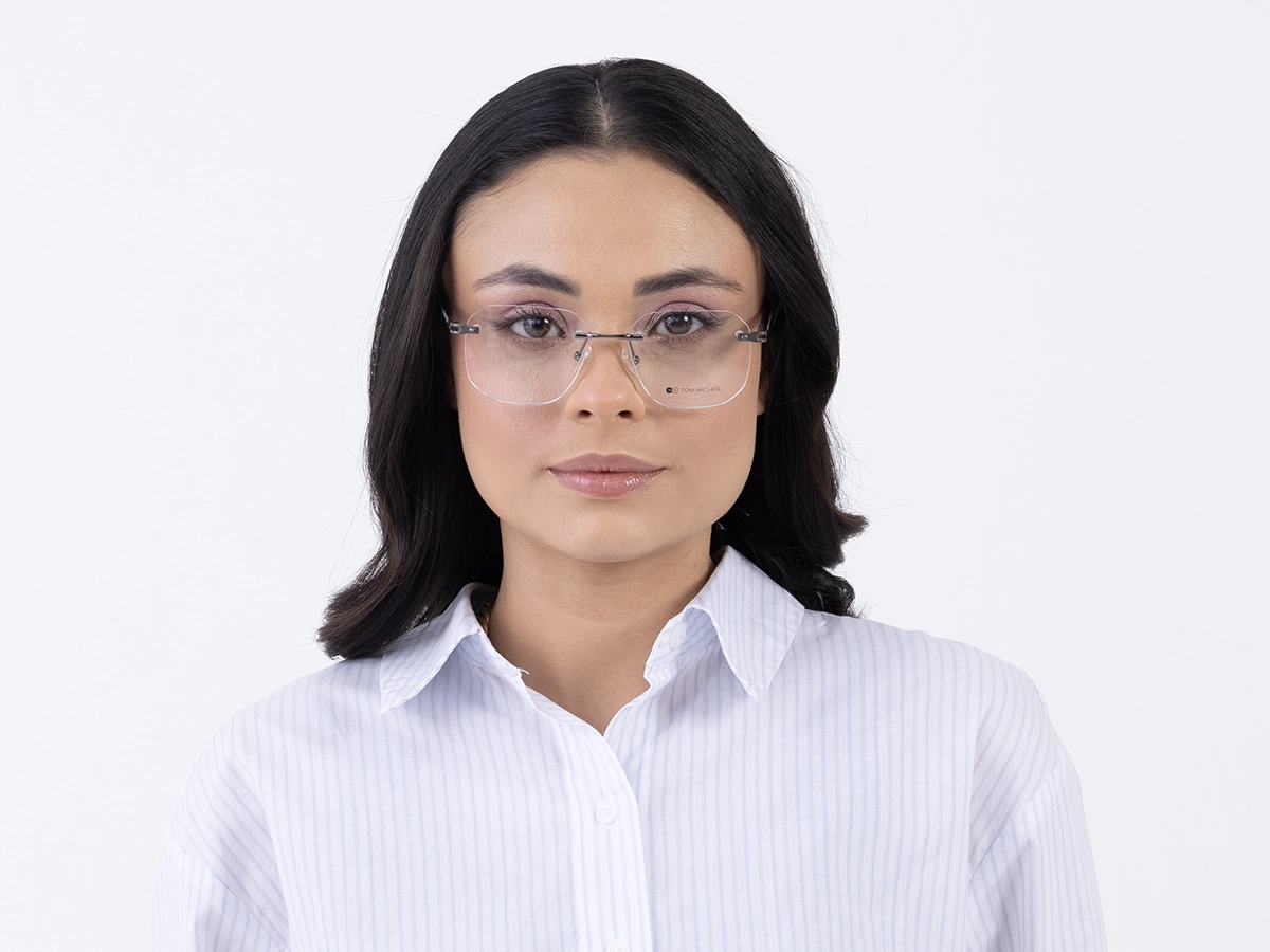Gunmetal Square Geometric Rimless Glasses 51