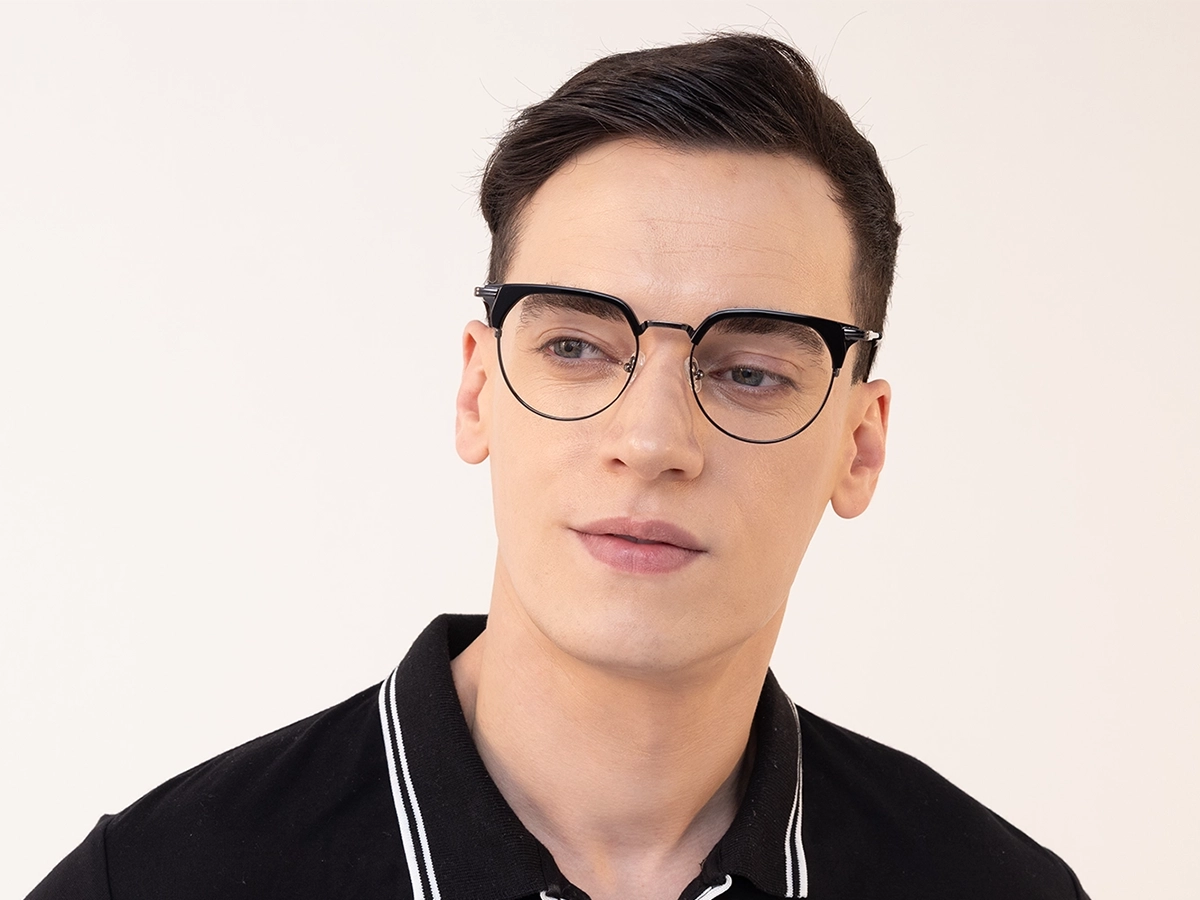 Black Gunmetal Browline Glasses 41