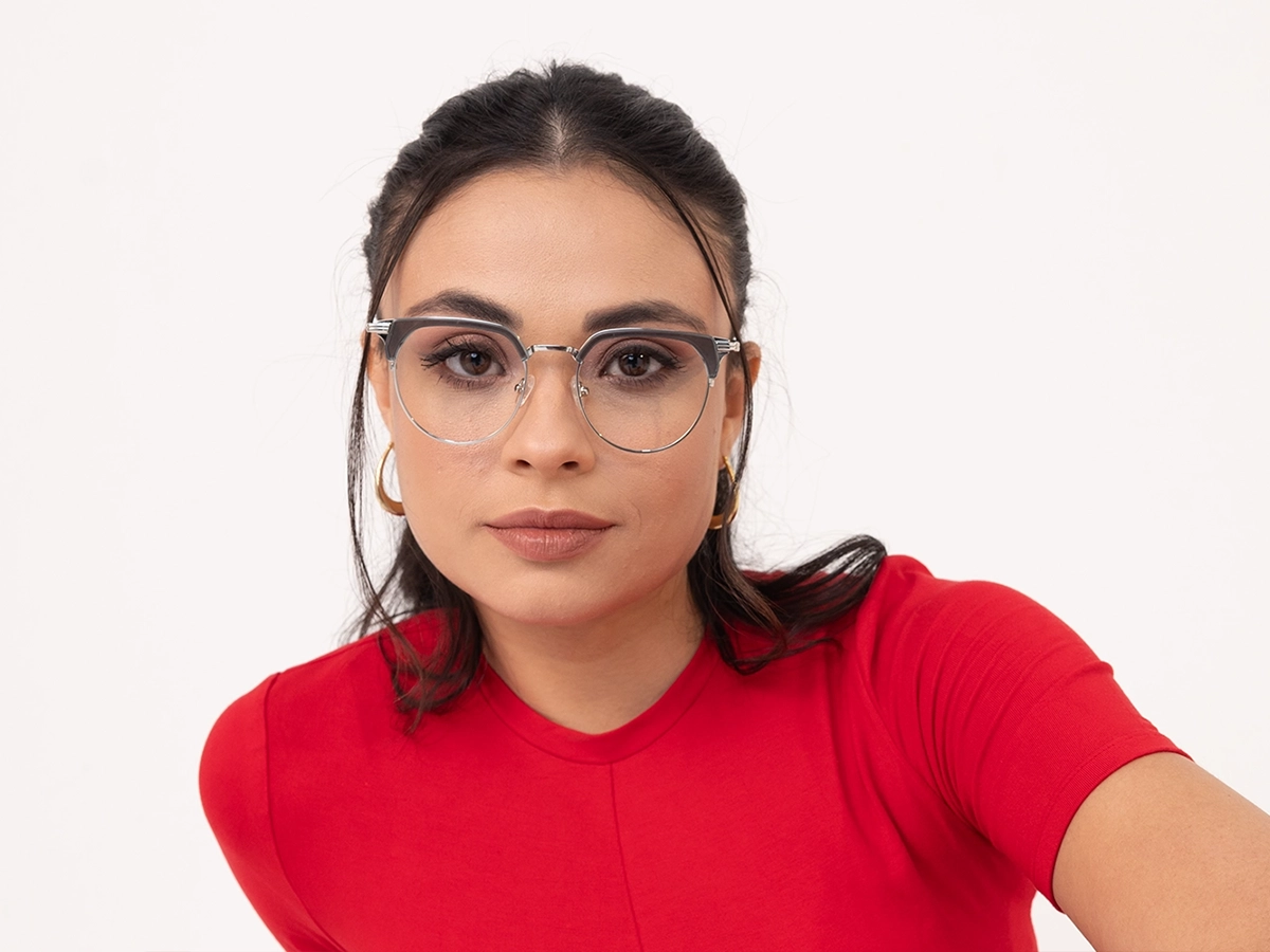 Silver Browline Glasses 52