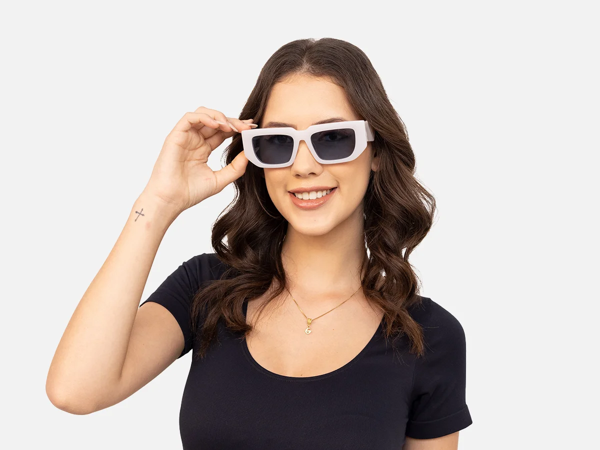 White Rectangle Sunglasses-54