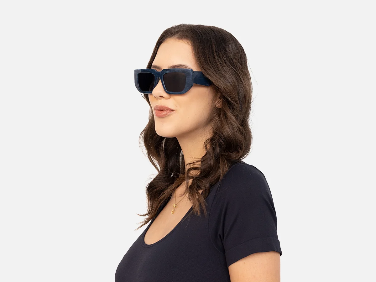 Rectangle Blue Sunglasses-52