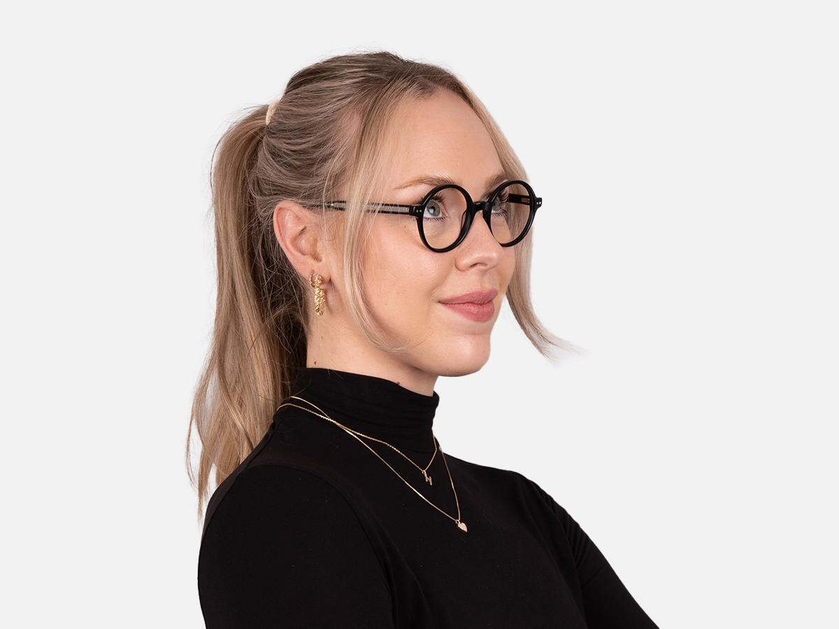 Black Round Acetate Glasses-53