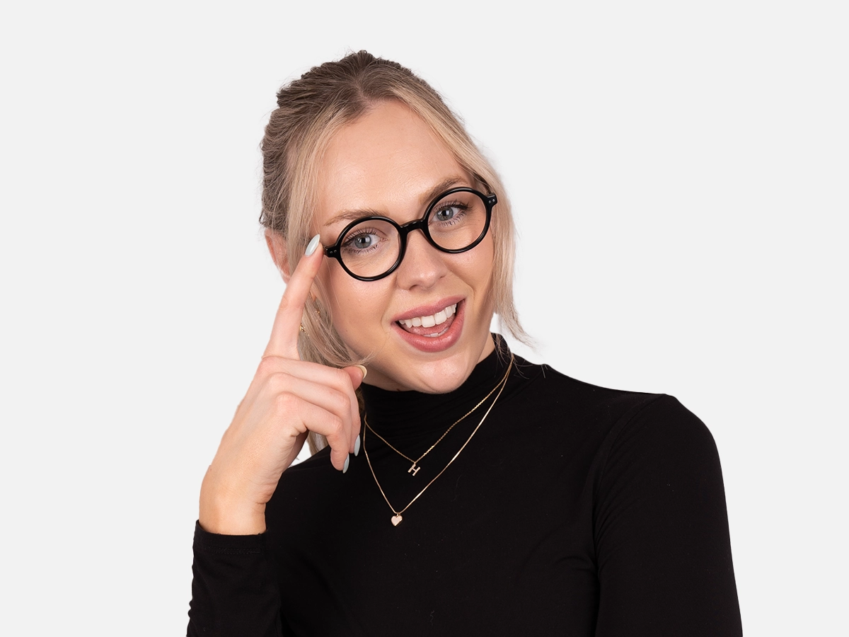 Black Round Acetate Glasses-52