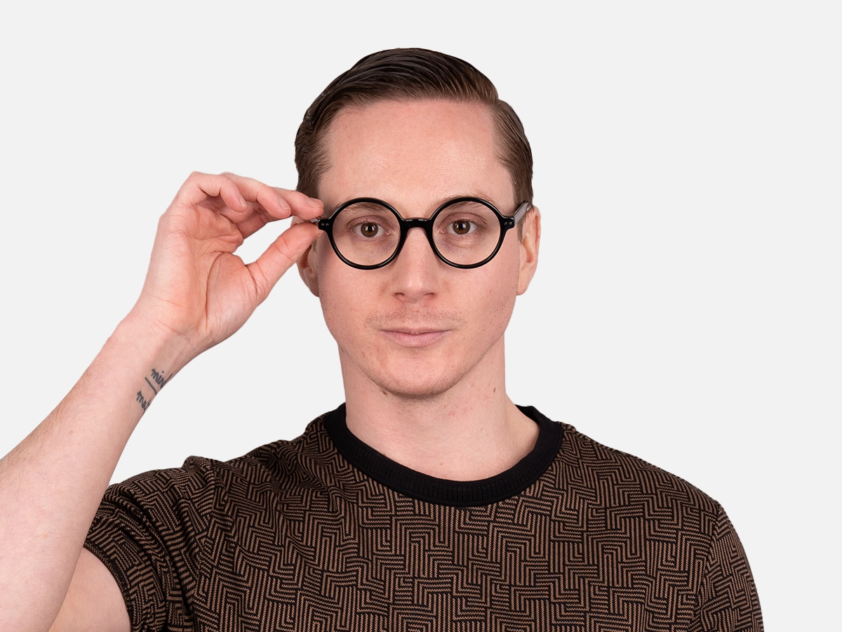 Black Round Acetate Glasses-43