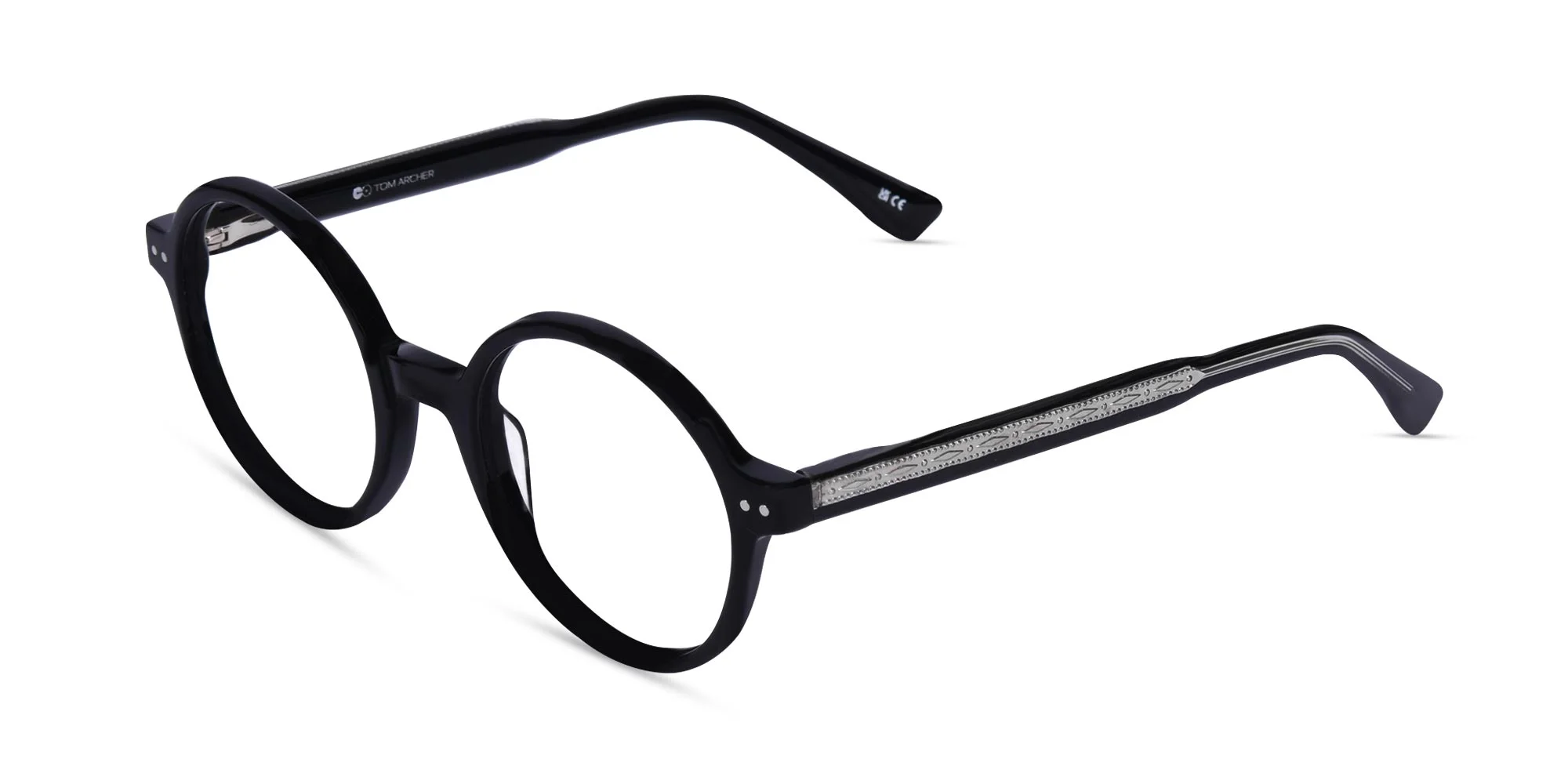 Black Round Acetate Glasses-3