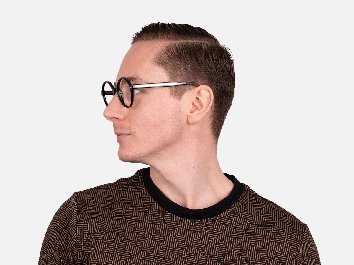 Black Round Acetate Glasses-42