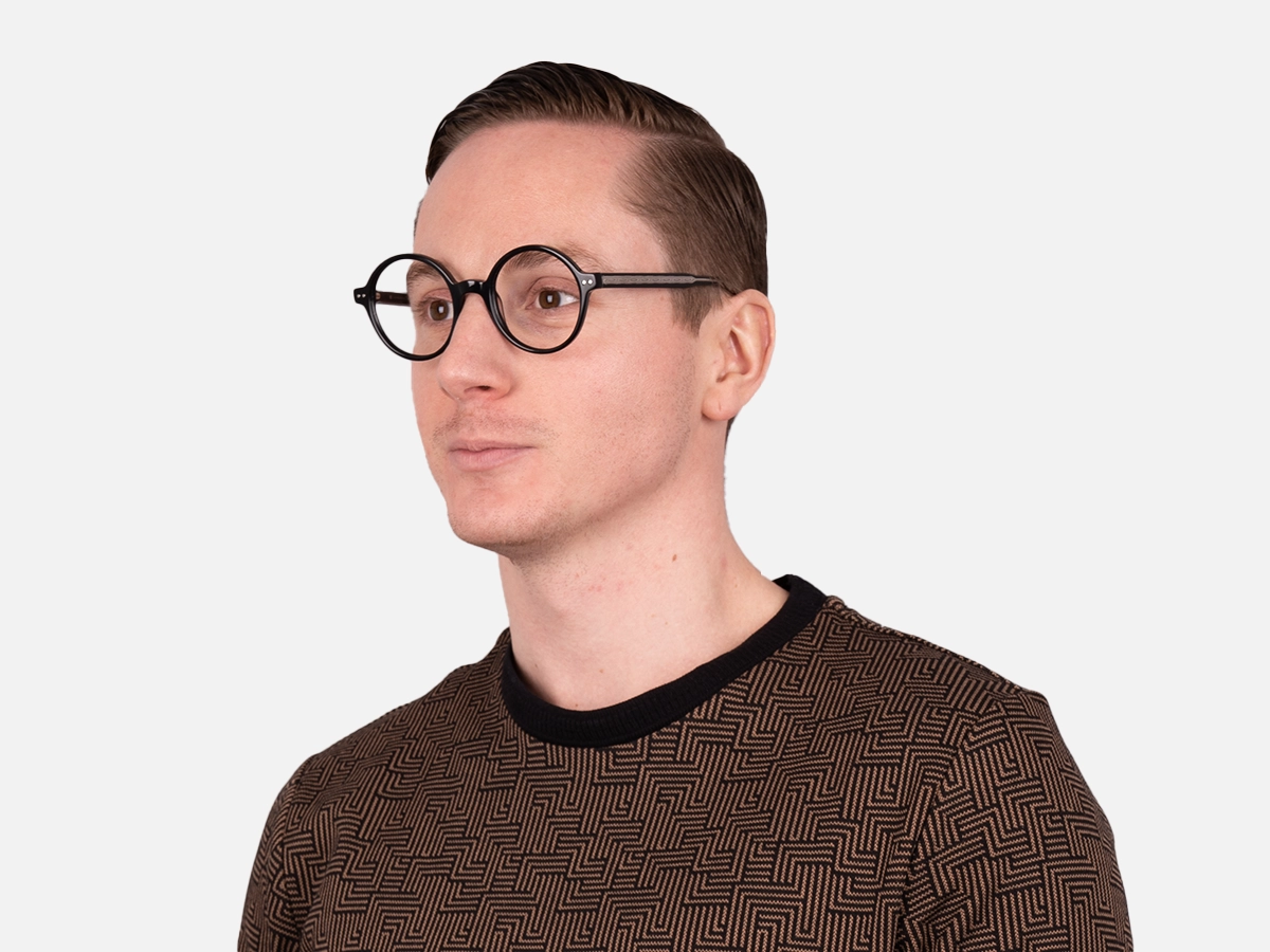 Black Round Acetate Glasses-41