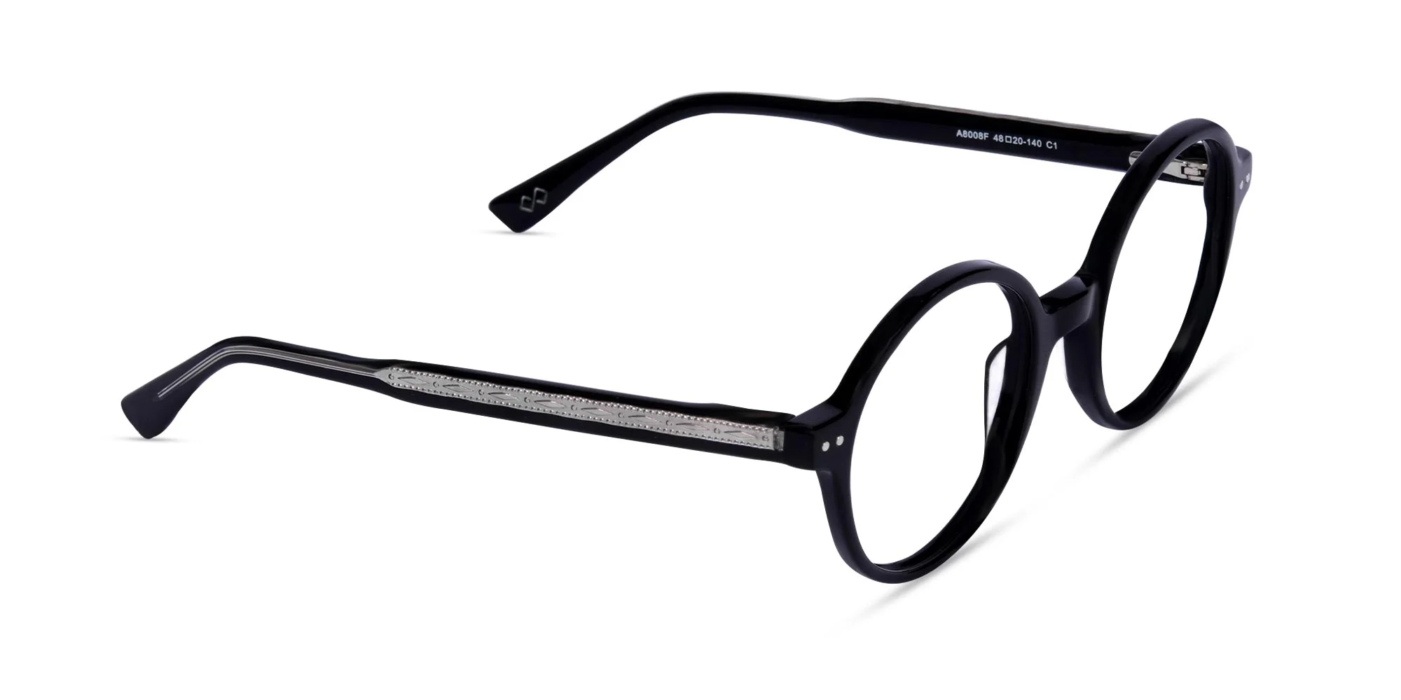 Black Round Acetate Glasses-2