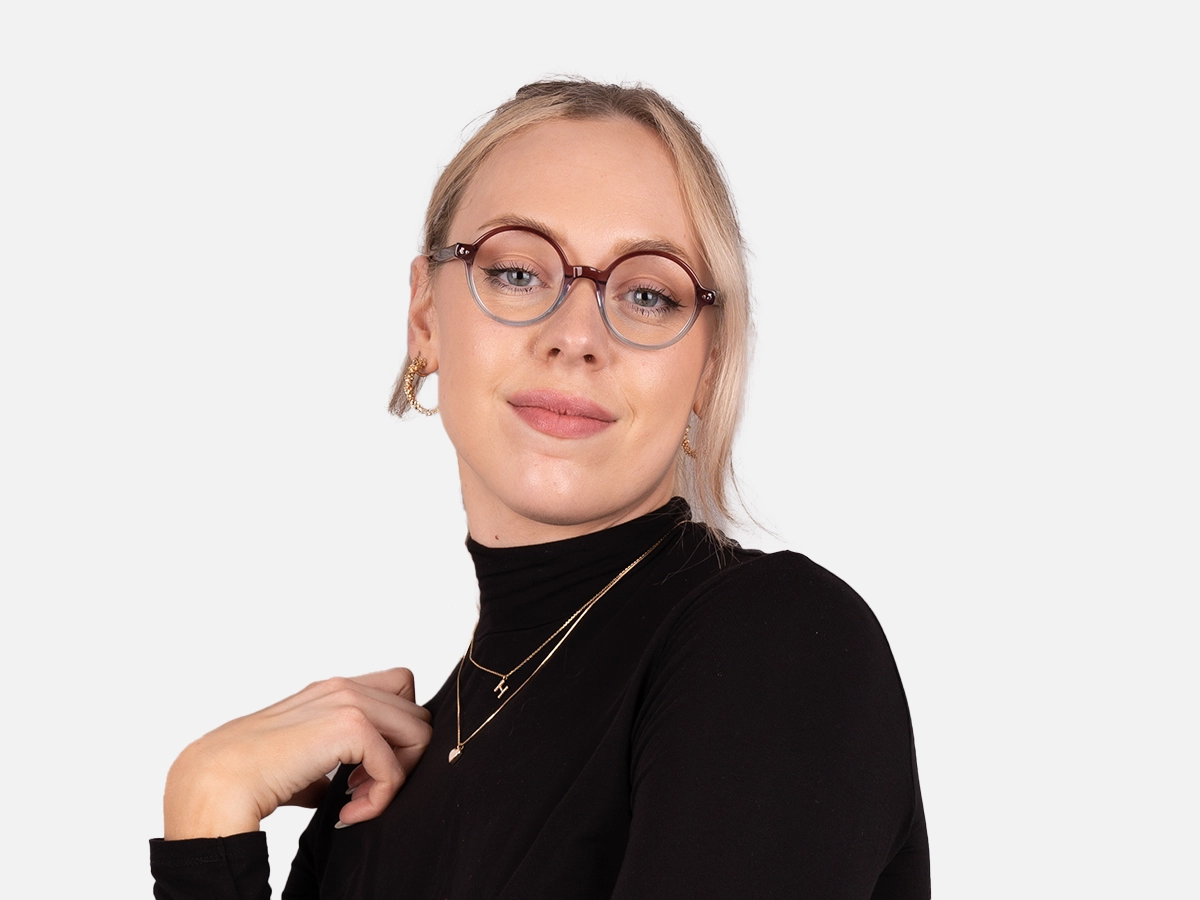 Crystal Brown and Blue Round Glasses-53
