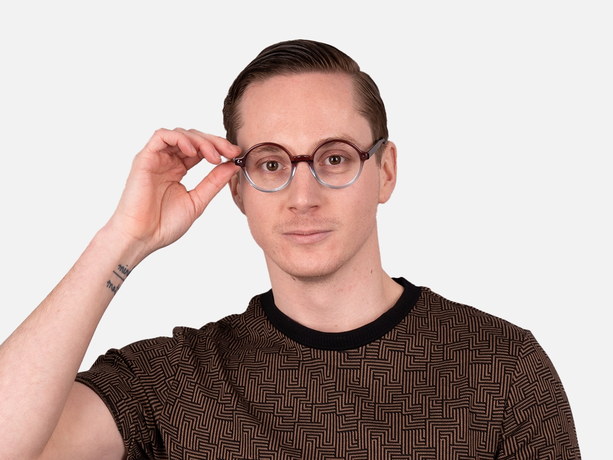 Crystal Brown and Blue Round Glasses-42