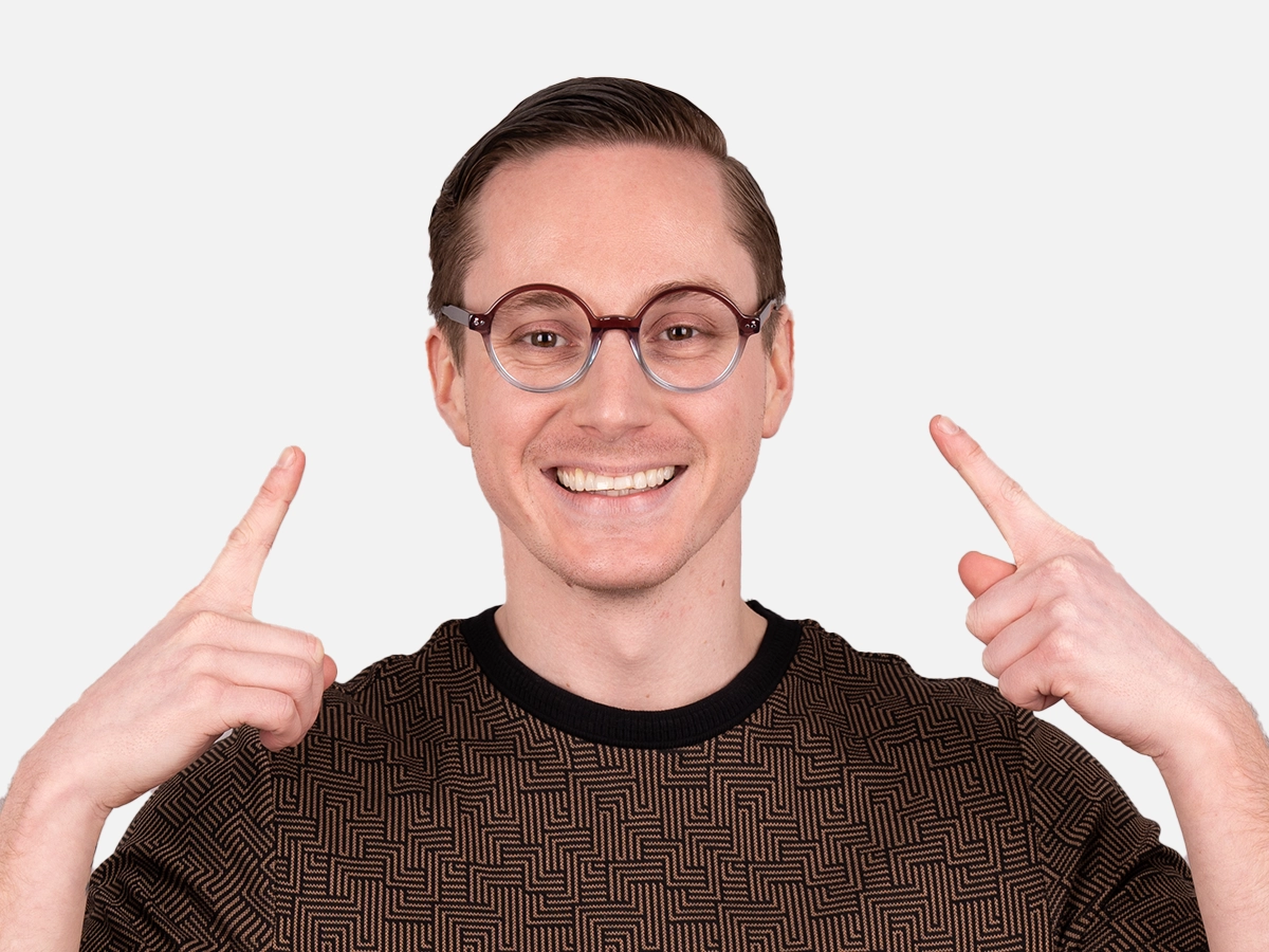 Crystal Brown and Blue Round Glasses-43