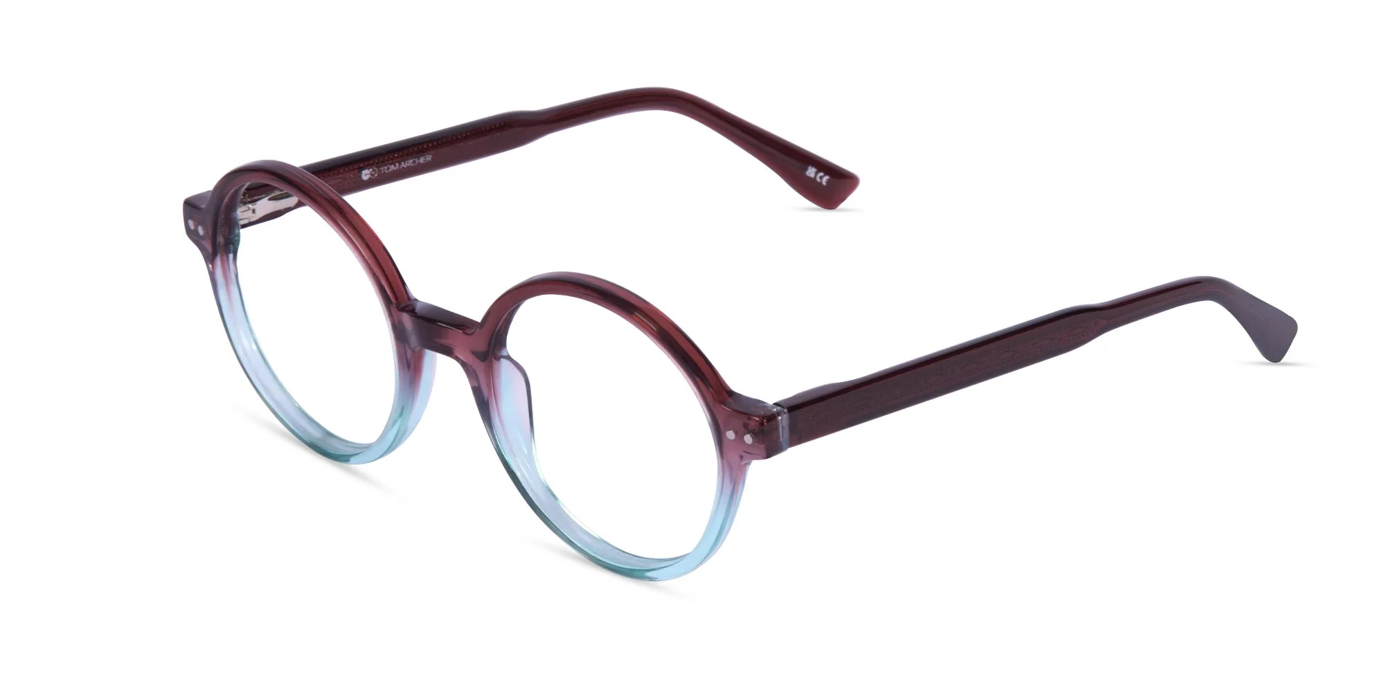 Crystal Brown and Blue Round Glasses-3
