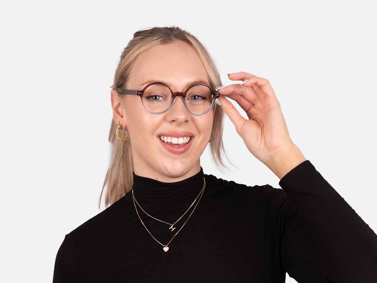 Crystal Brown and Blue Round Glasses-52