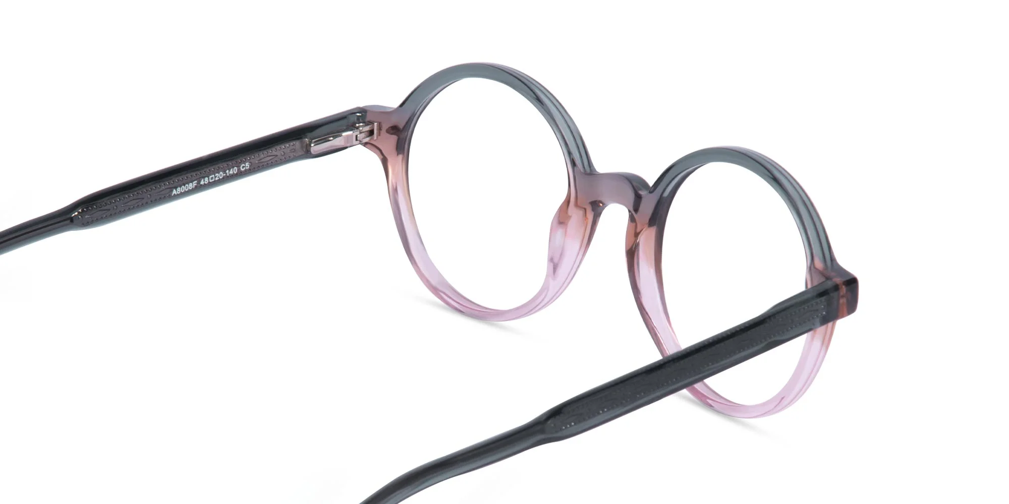Crystal Black And blush pink Round Glasses-5