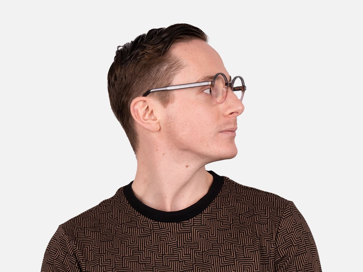 Crystal Black And blush pink Round Glasses-42