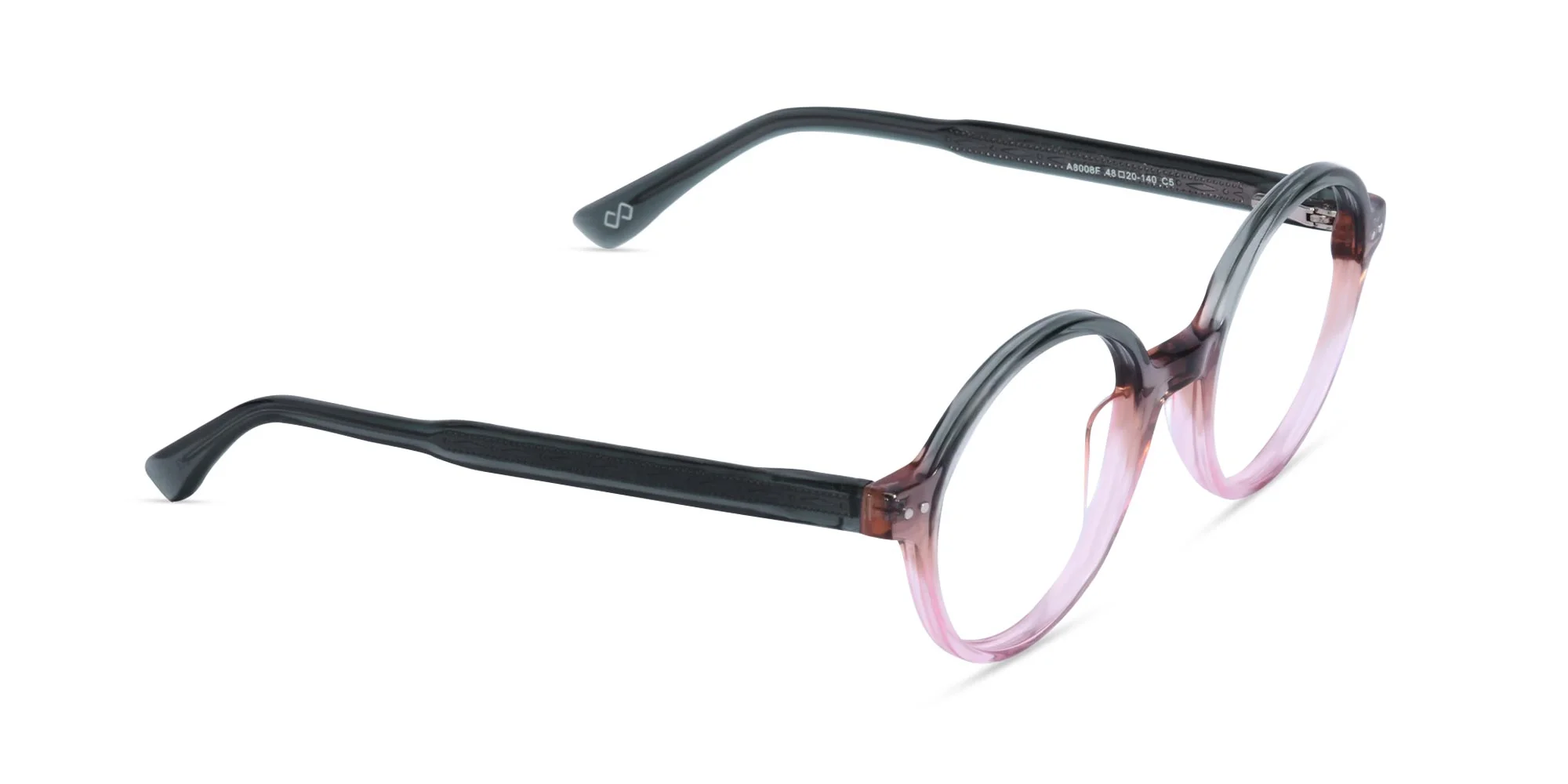 Crystal Black And blush pink Round Glasses-2