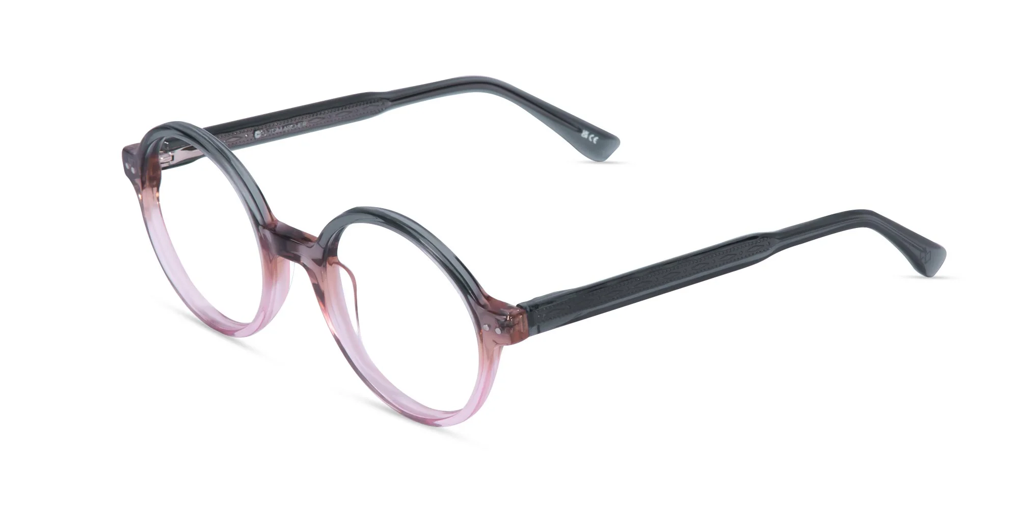Crystal Black And blush pink Round Glasses-3