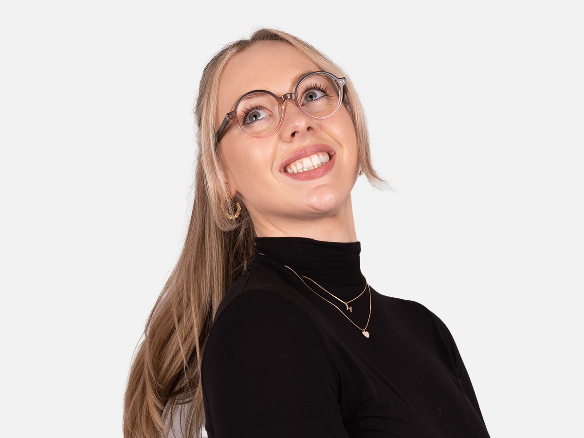 Crystal Black And blush pink Round Glasses-53