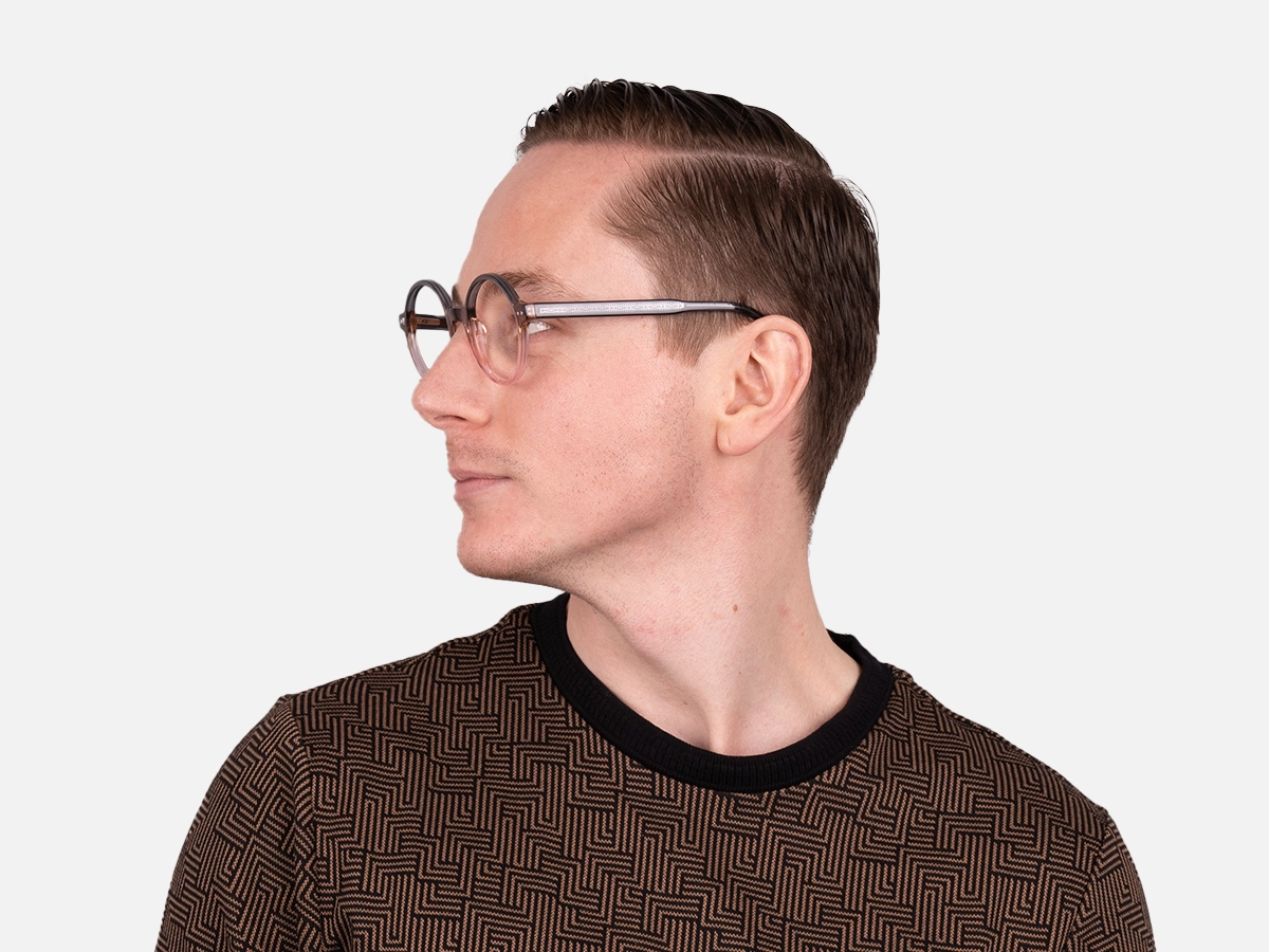 Crystal Black And blush pink Round Glasses-43