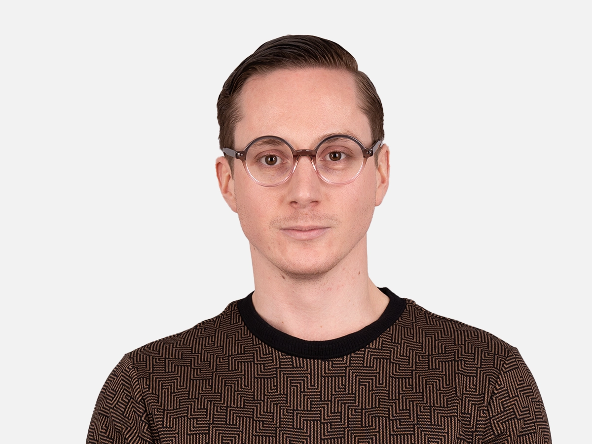 Crystal Black And blush pink Round Glasses-41