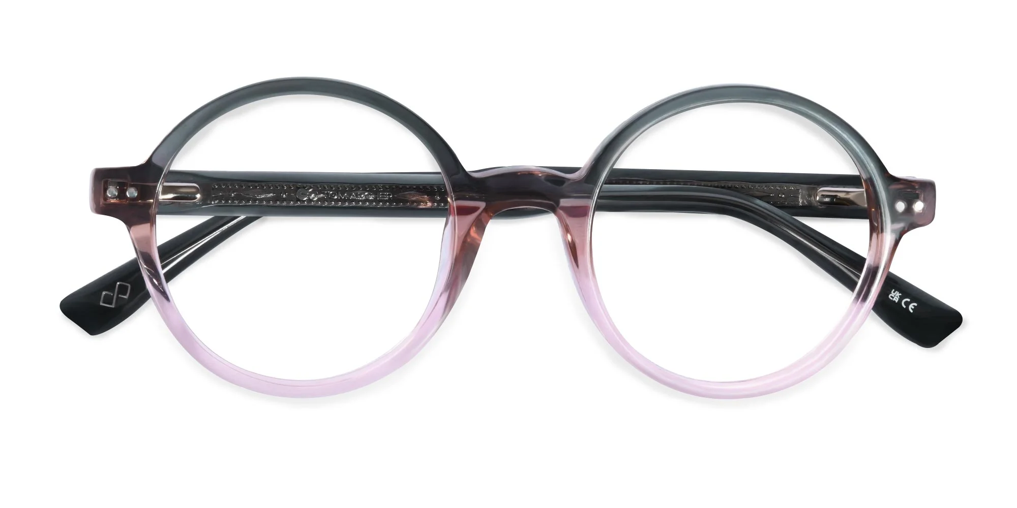Crystal Black And blush pink Round Glasses-6
