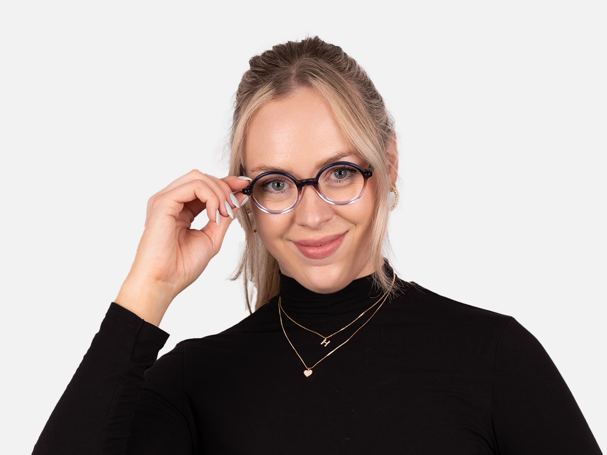 Blue Round Eyeglasses-52