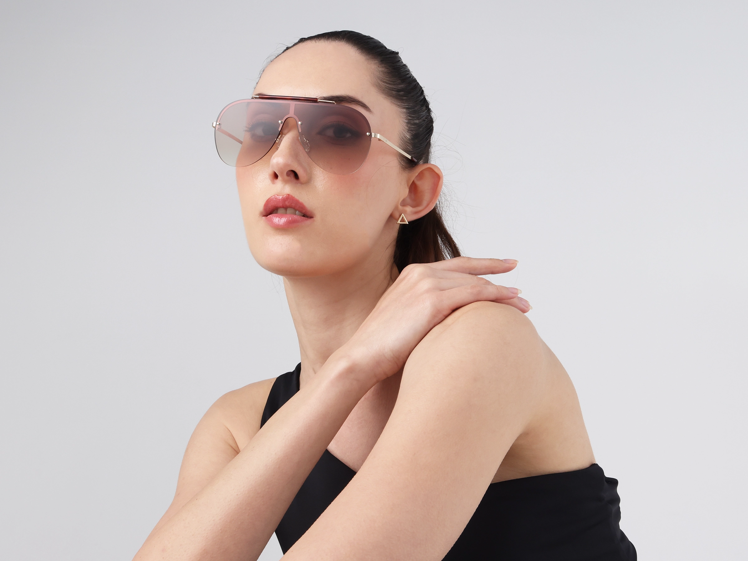 Metal Pilot Brown Tint Sunglasses