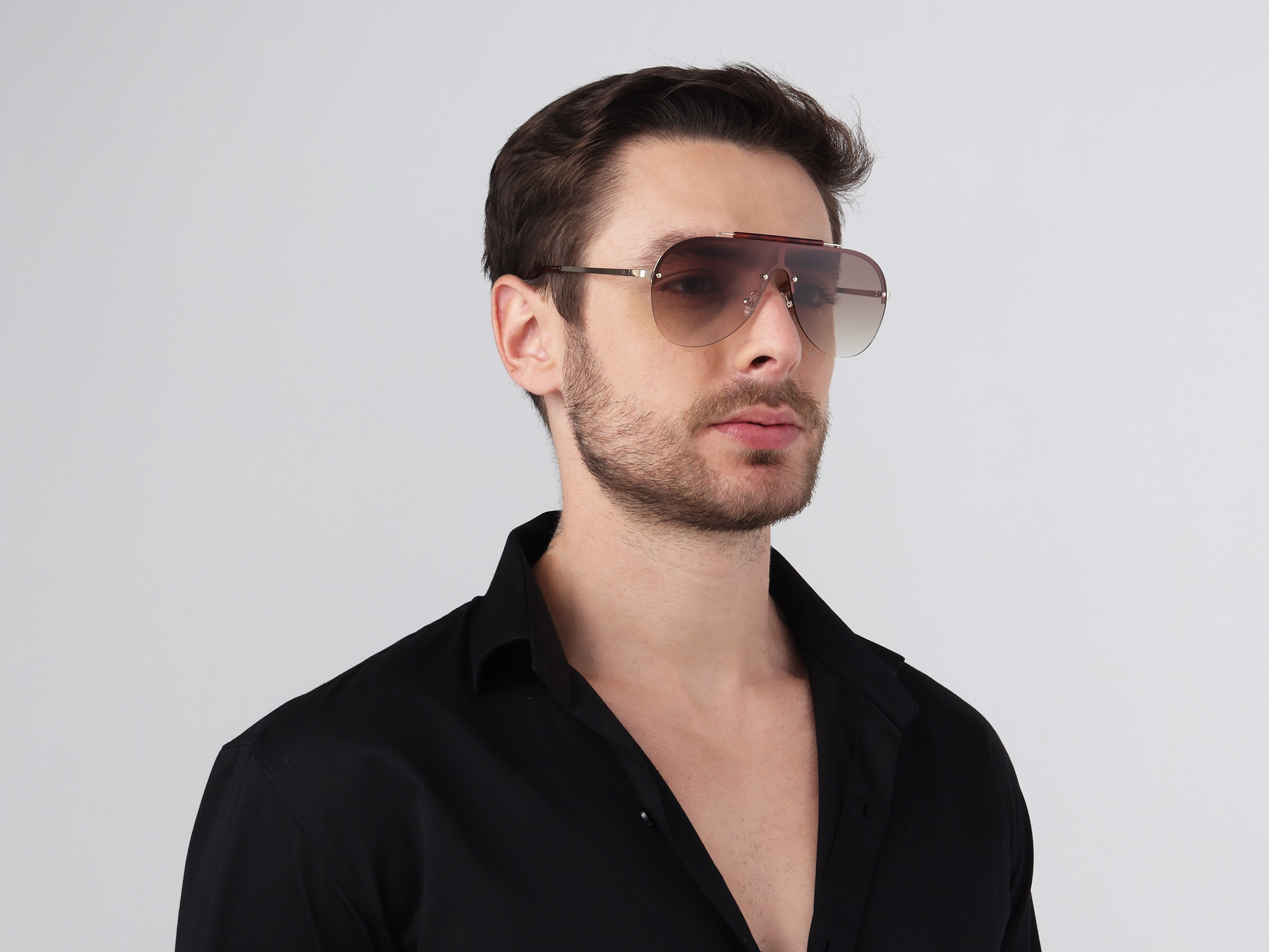 Metal Pilot Brown Tint Sunglasses