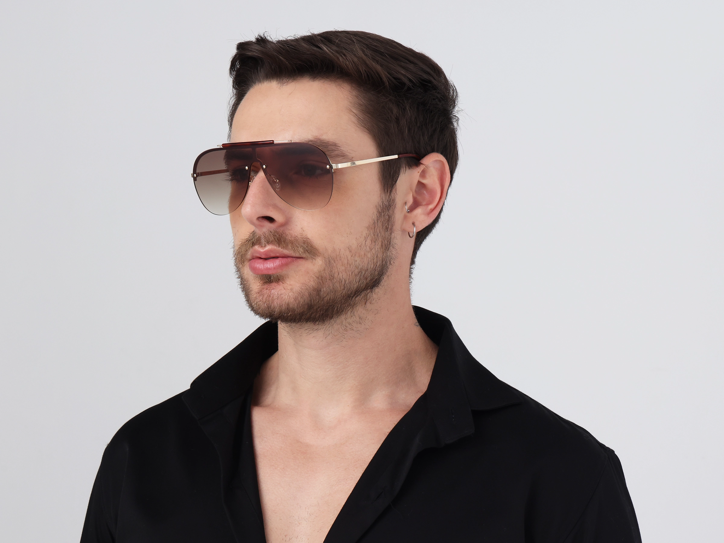 Metal Pilot Brown Tint Sunglasses