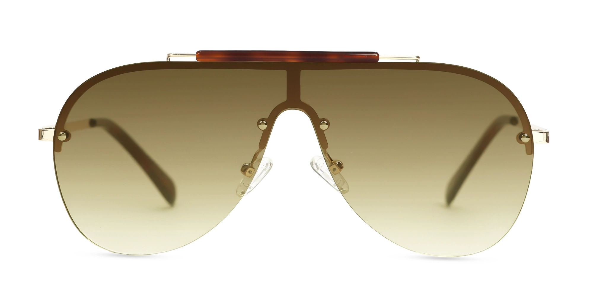  Metal Pilot Brown Tint Sunglasses-1