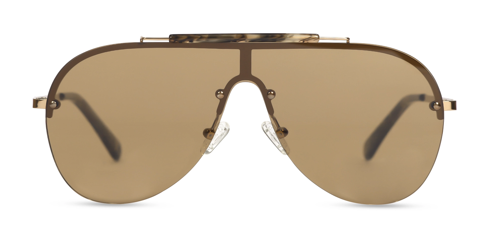 Metal Pilot Brown Gradient Tint Sunglasses-1