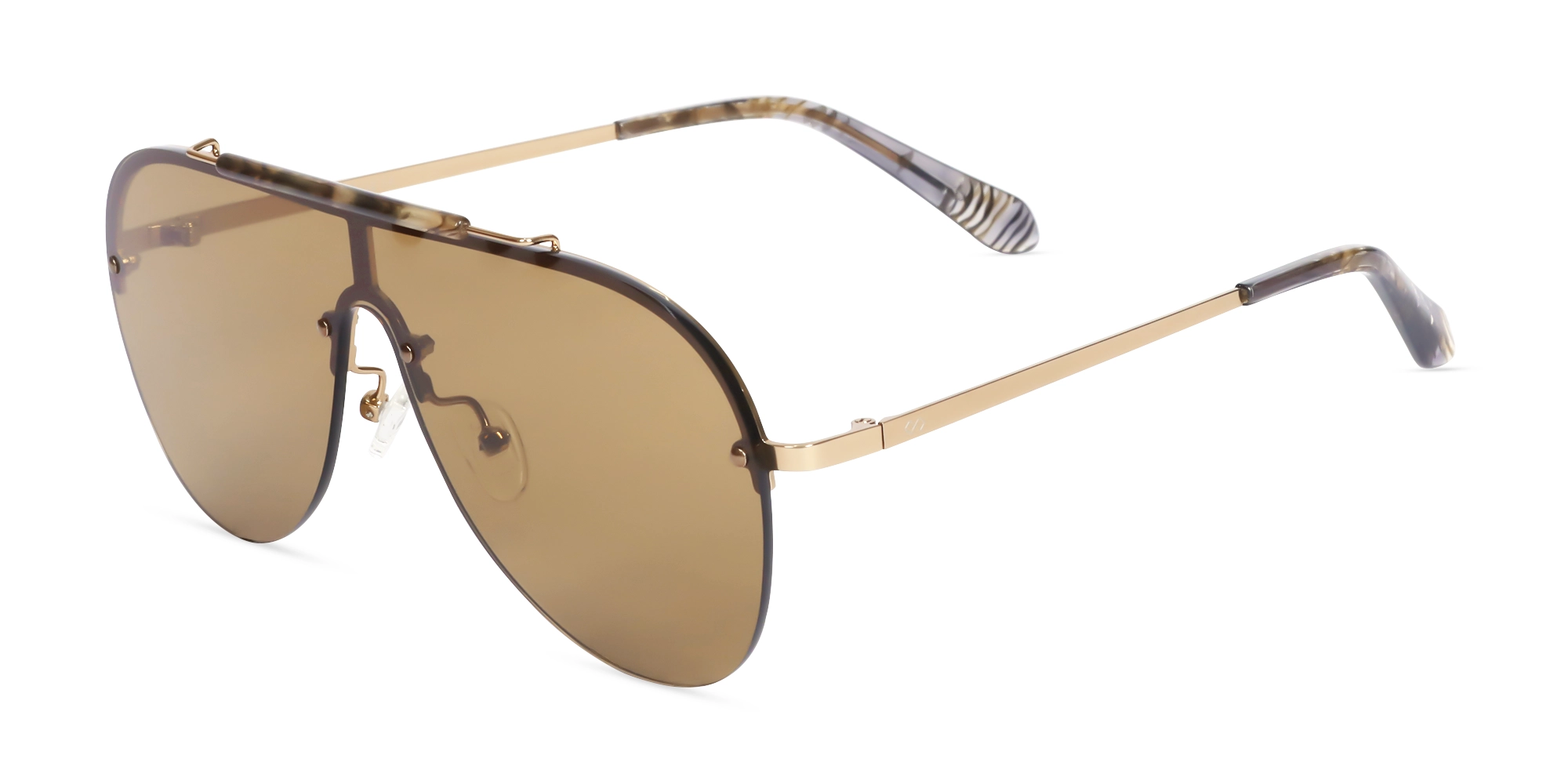 Metal Pilot Brown Gradient Tint Sunglasses-3