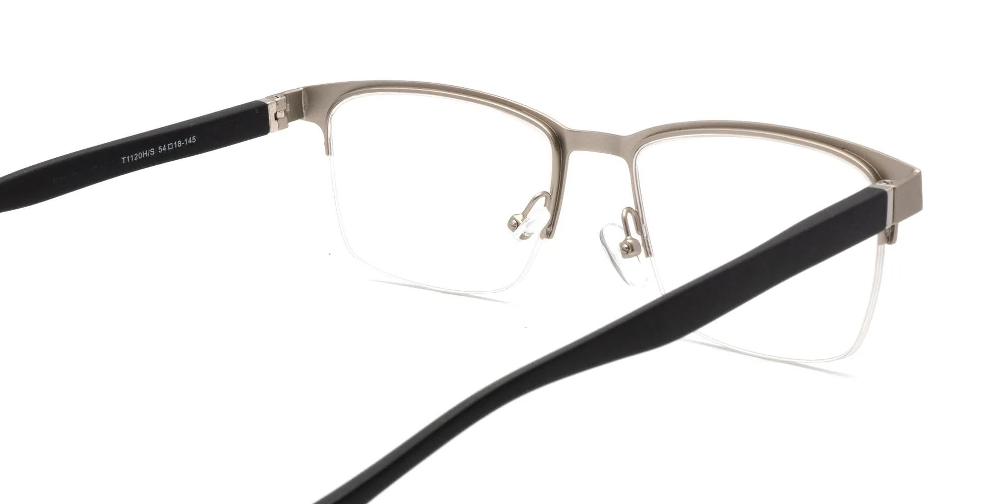 black and silver half rim rectangular glasses-2