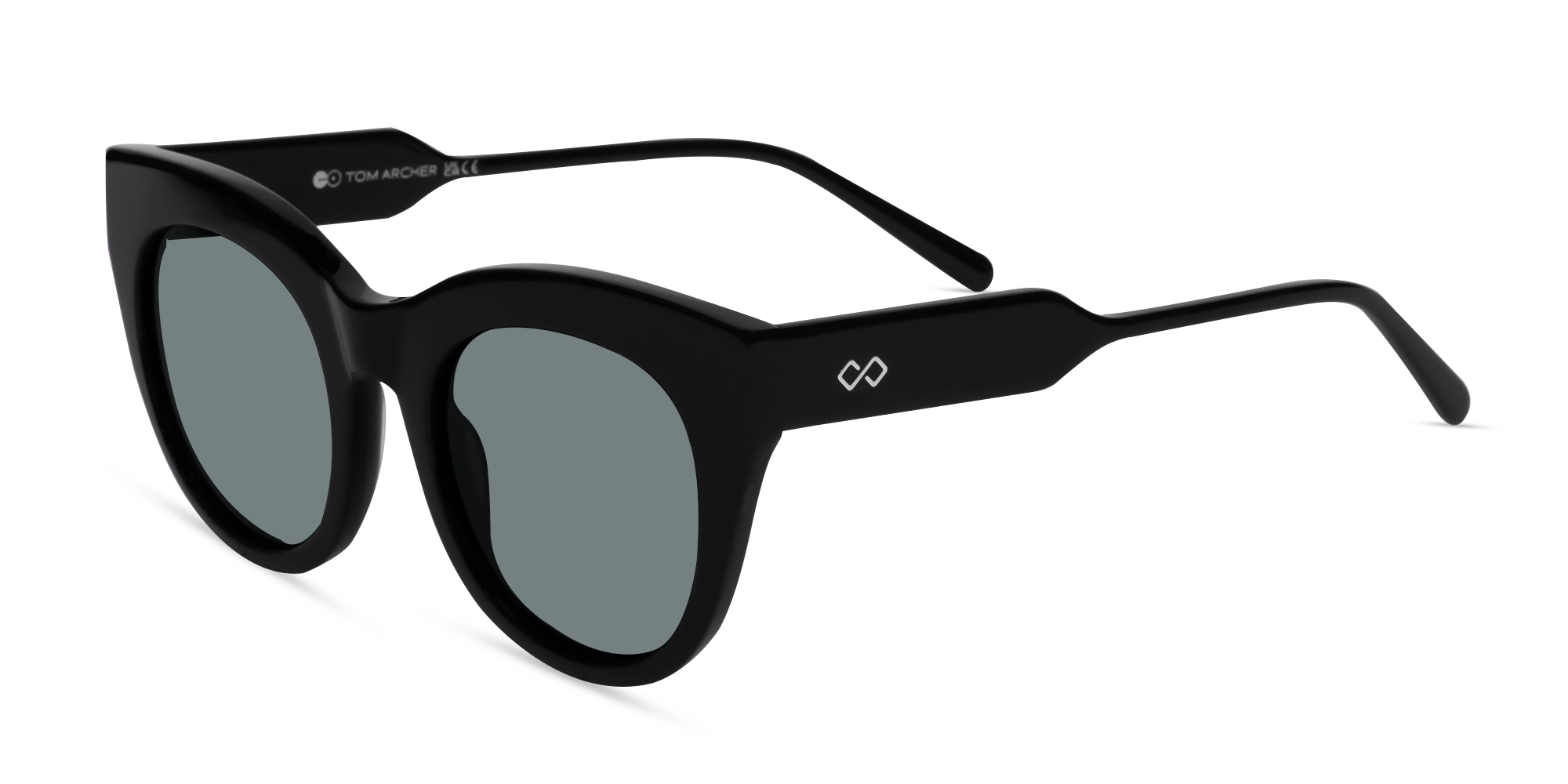 Black Cat-Eye Frame With Dark Grey Tint Sunglasses-3
