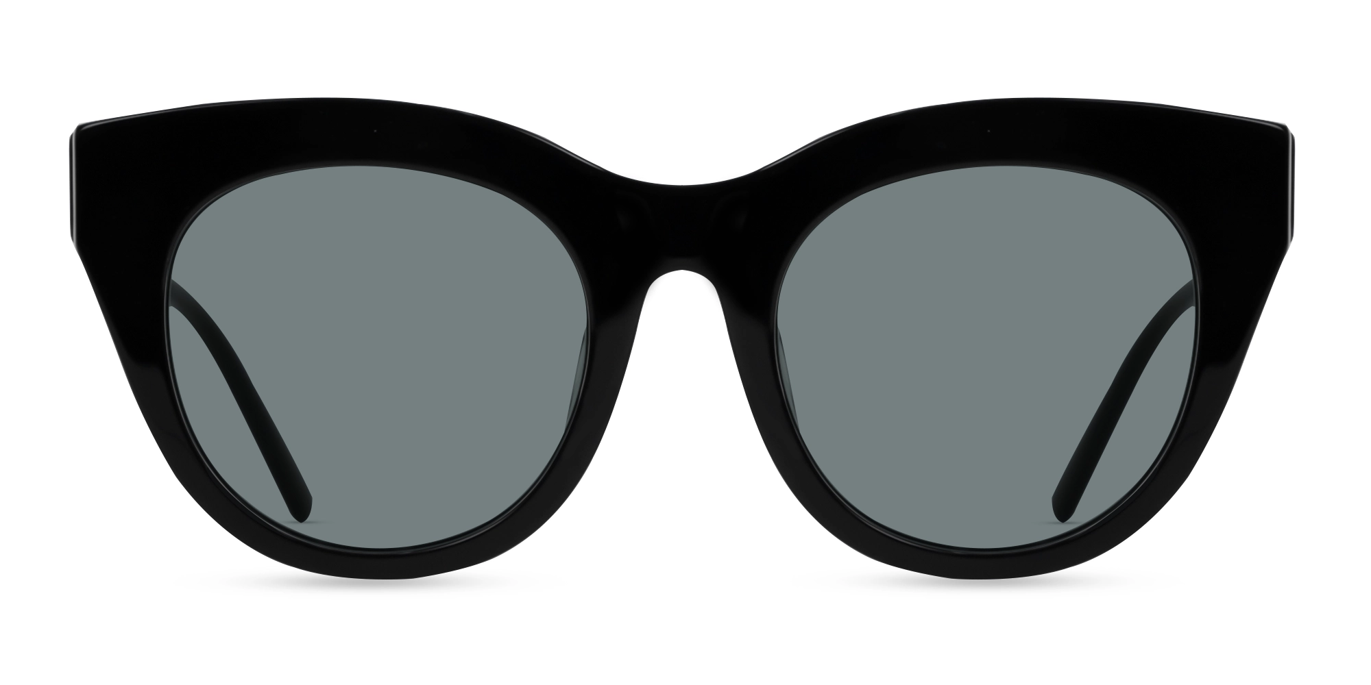 Black Cat-Eye Frame With Dark Grey Tint Sunglasses-1