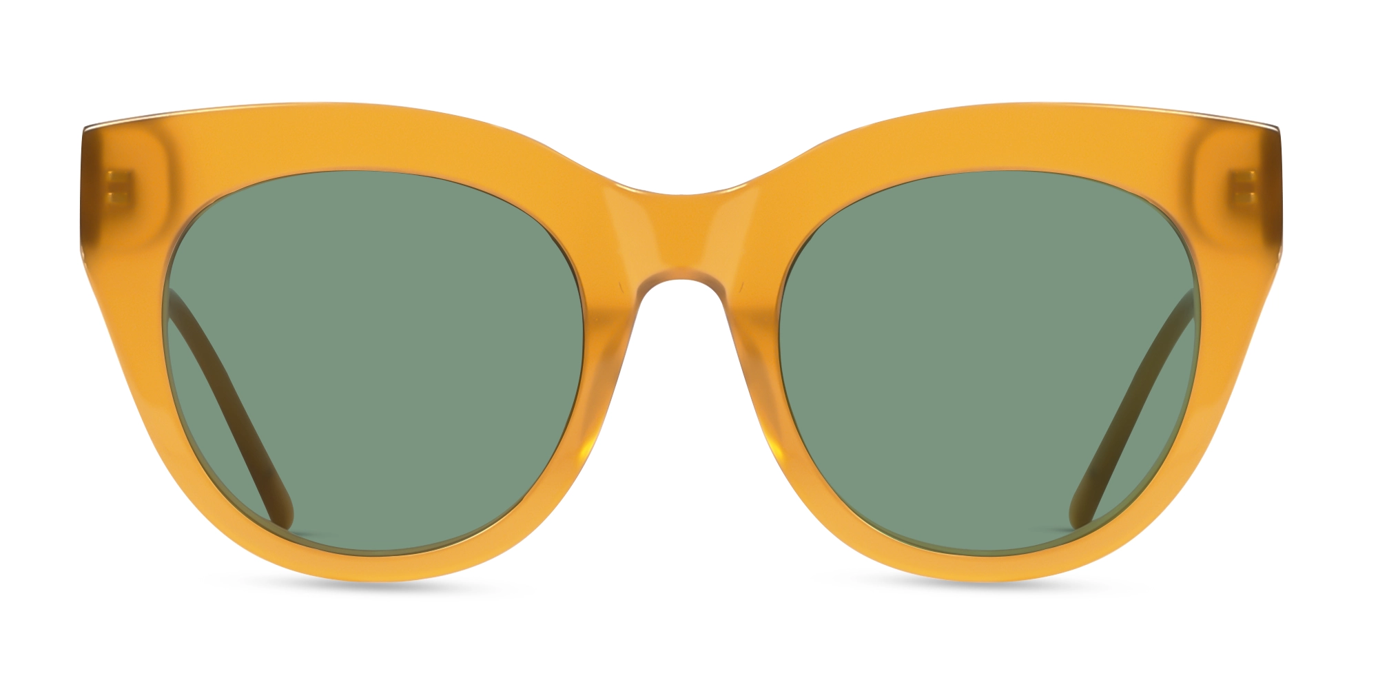 Brown Cat-Eye Frame With Green Tint Sunglasses-1