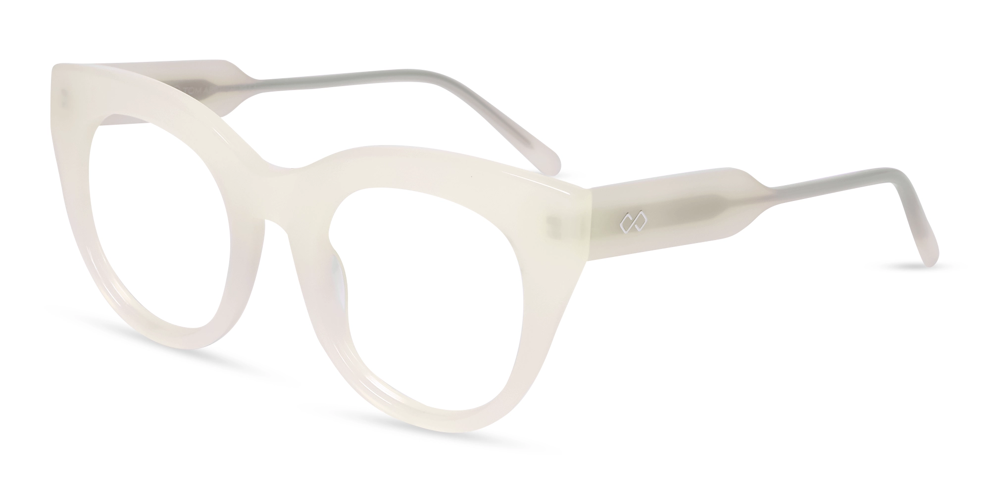 Pearl White Cat-Eye Glasses For Women
